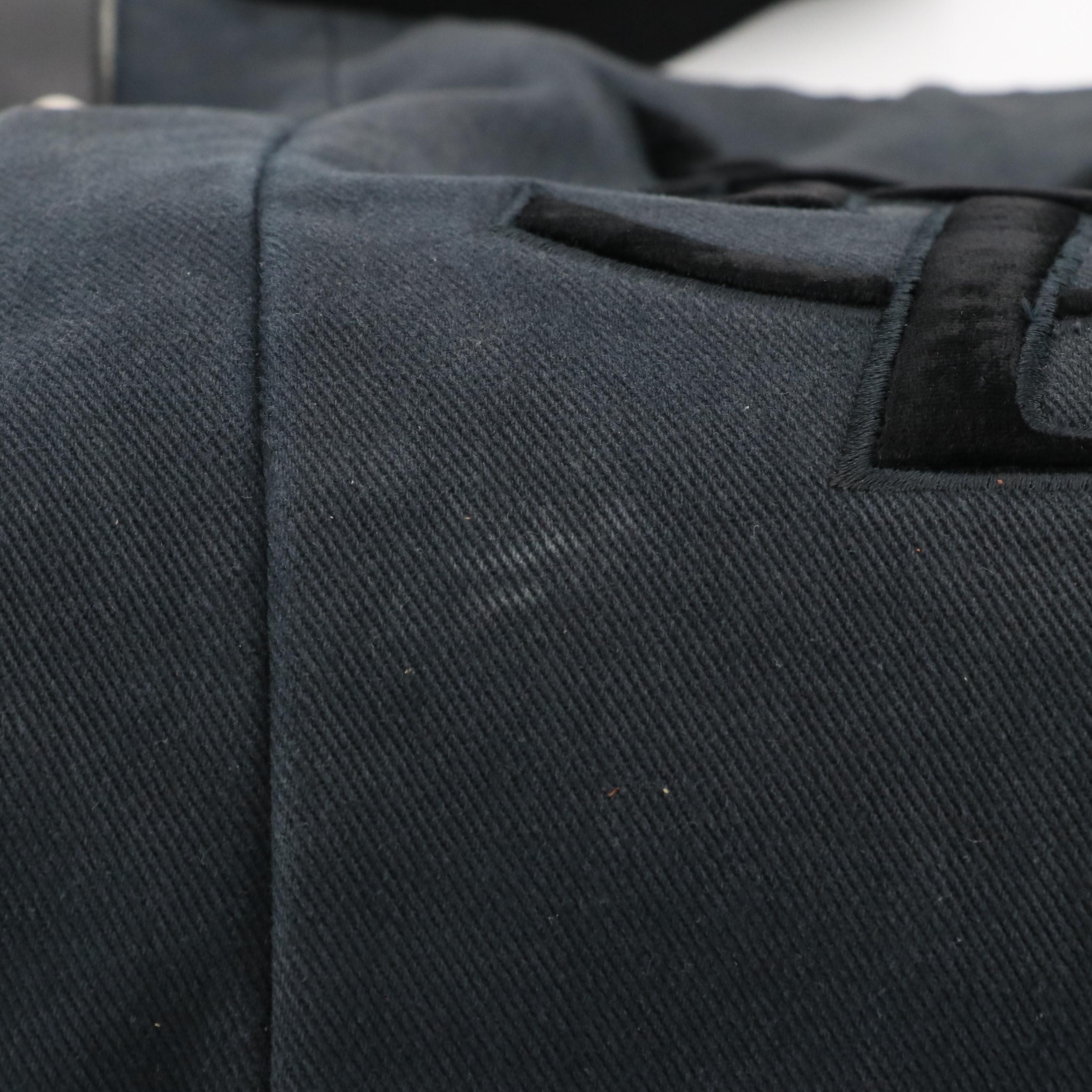 Yves Saint Laurent Velour Logo Messenger Tote in Black Canvas and Leather Trim