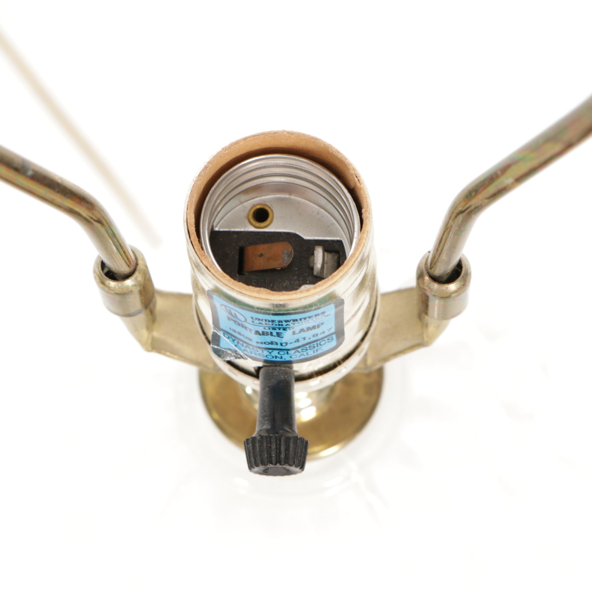 Dynasty Classics White Urn-Shaped Glass Table Lamp with Silk Shade