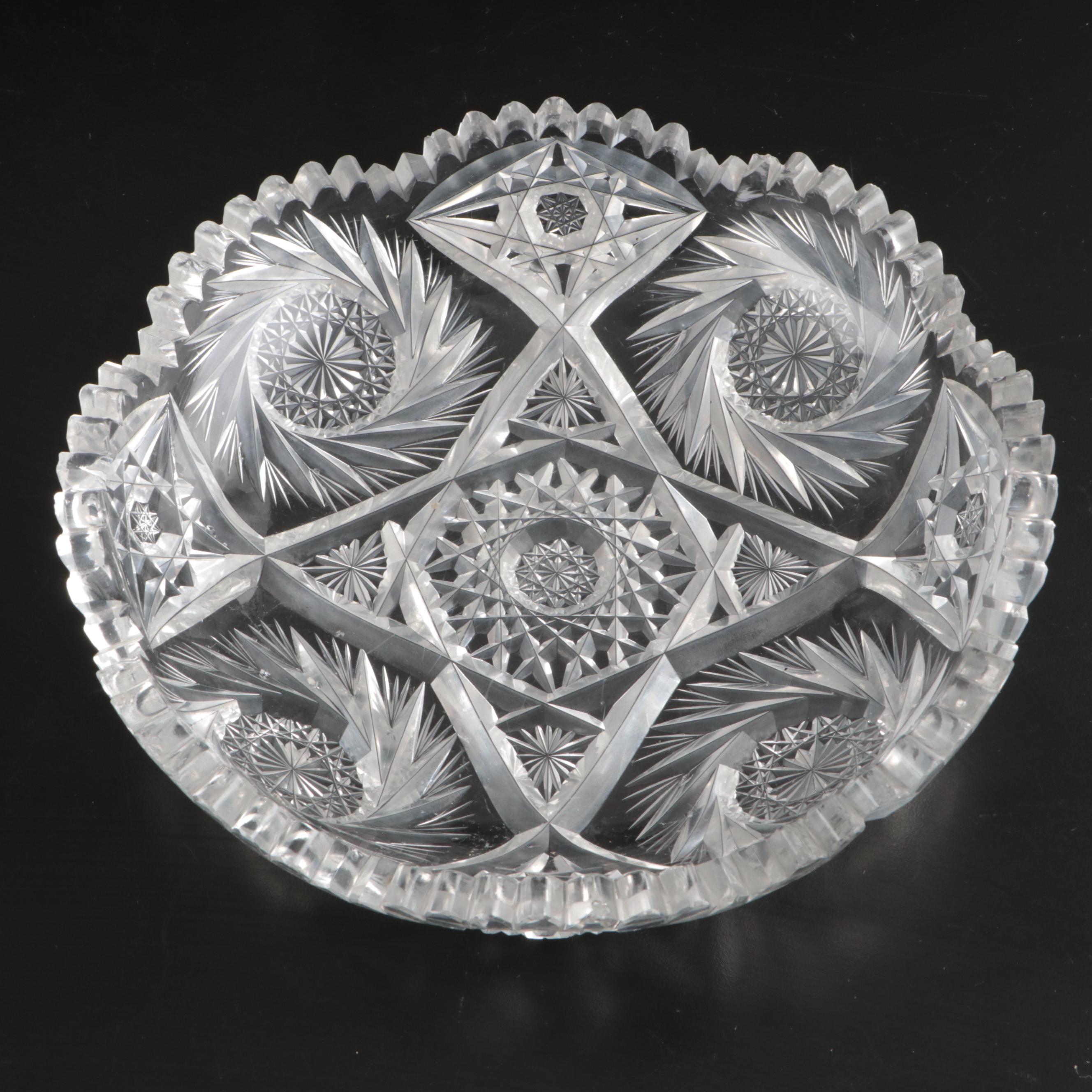 Nucut Footed Bowl with American Brilliant Style Nappy Bowls and Other Tableware