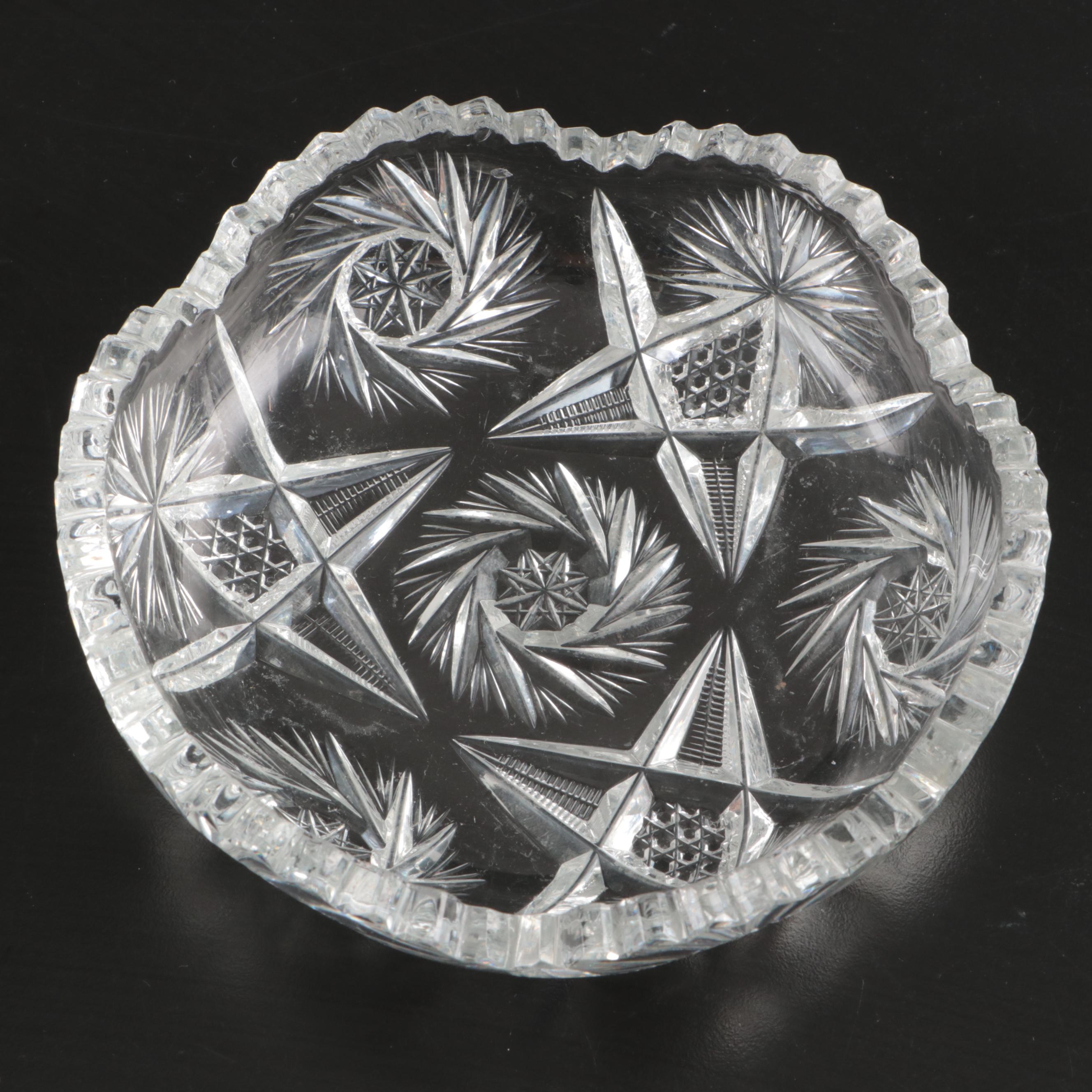 Nucut Footed Bowl with American Brilliant Style Nappy Bowls and Other Tableware