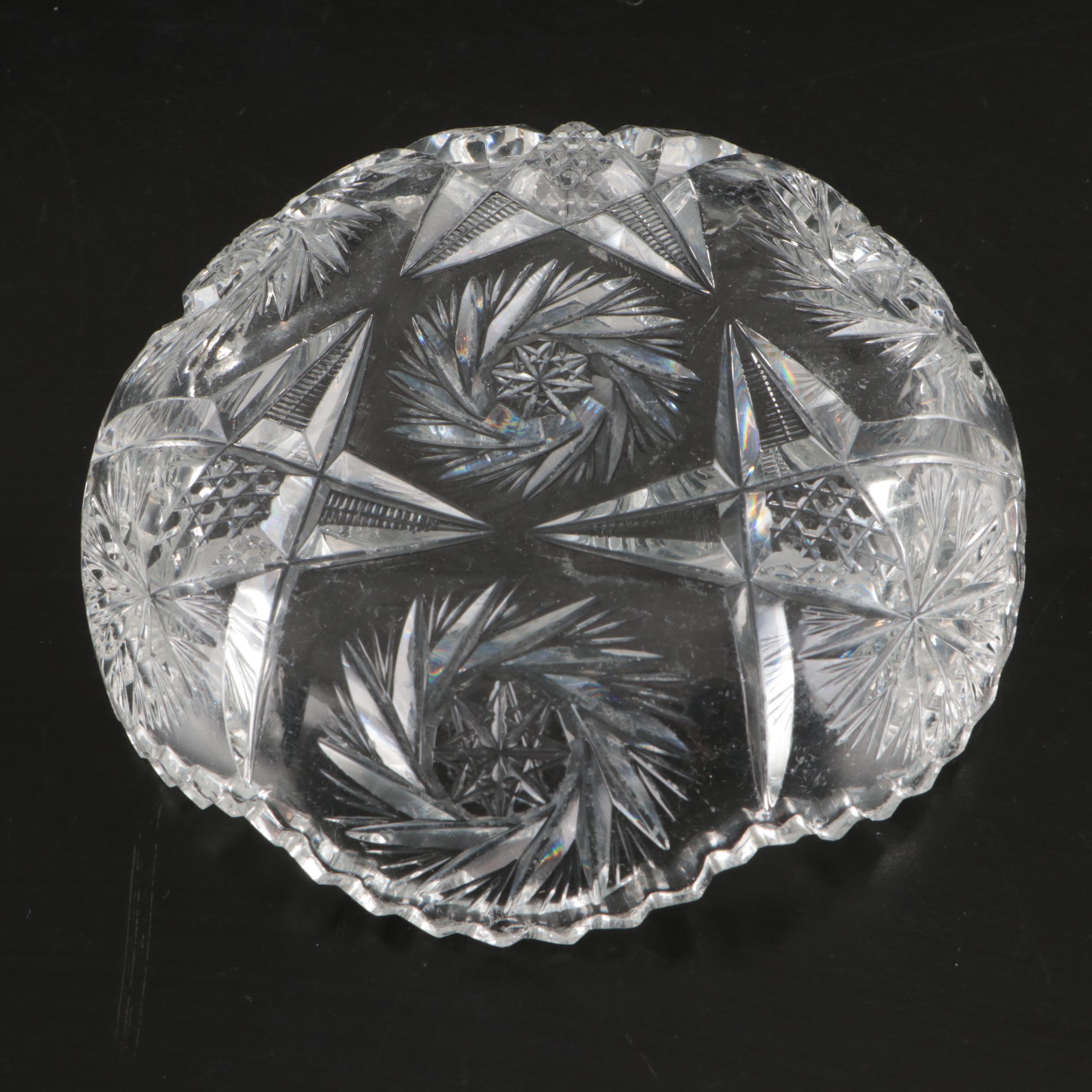 Nucut Footed Bowl with American Brilliant Style Nappy Bowls and Other Tableware