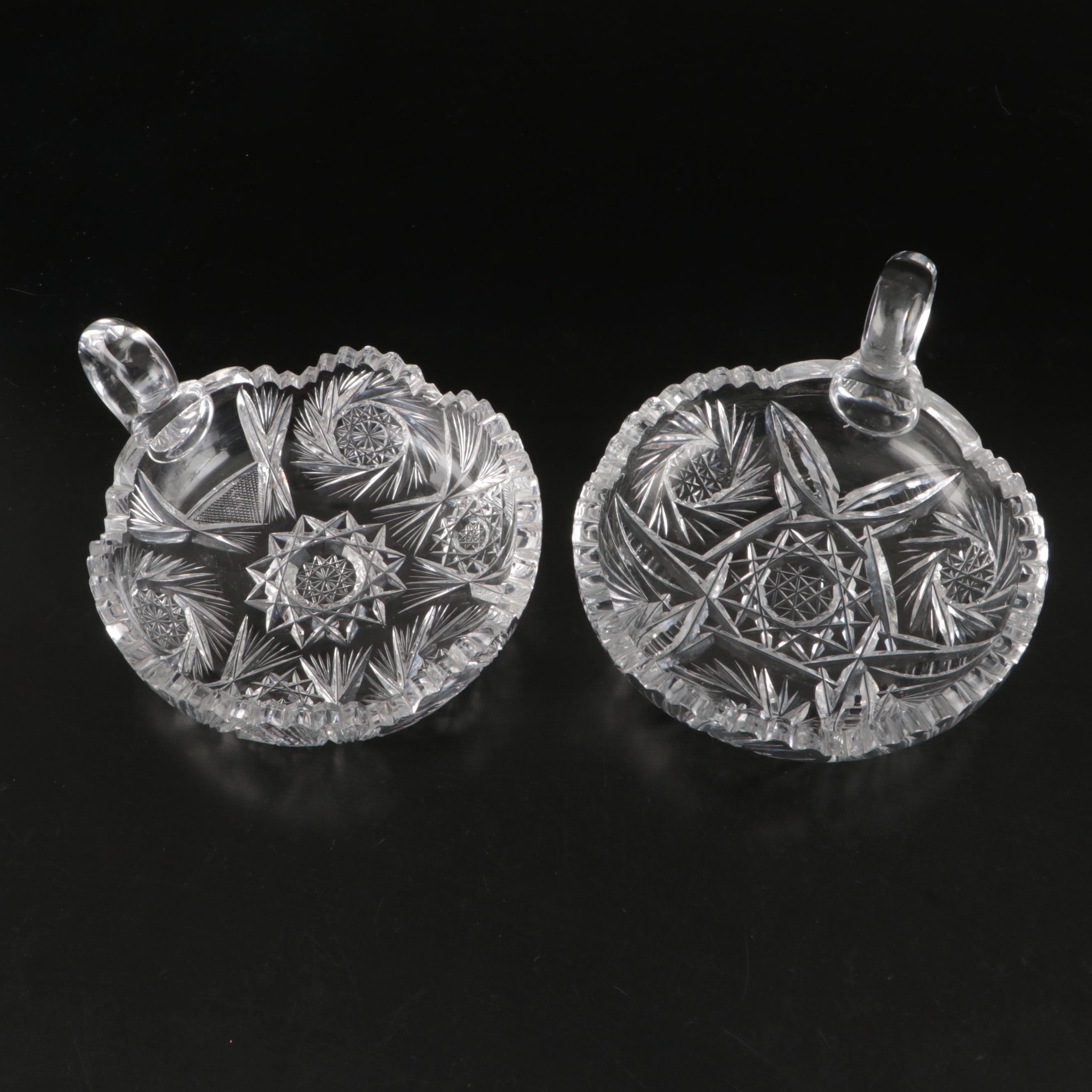 Nucut Footed Bowl with American Brilliant Style Nappy Bowls and Other Tableware