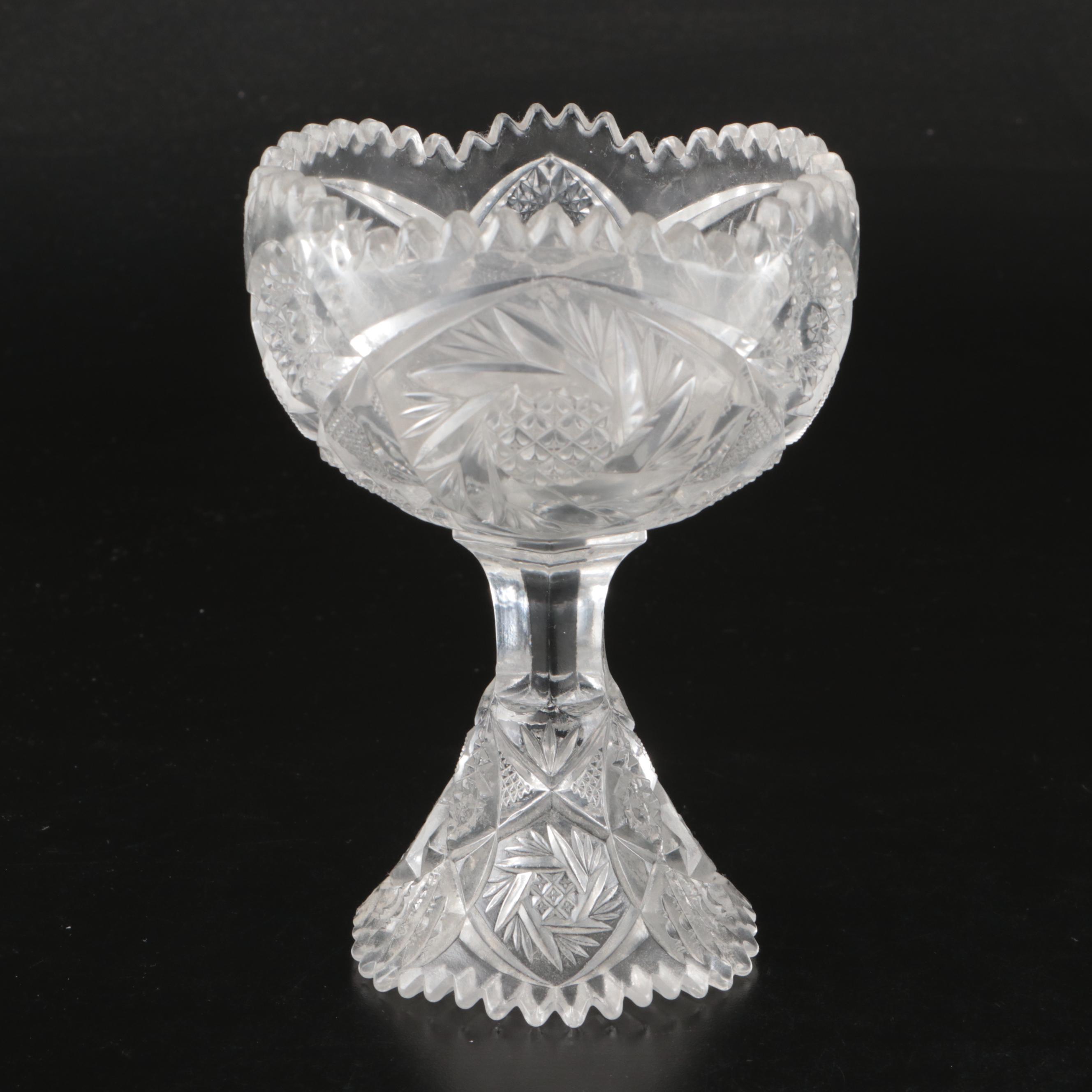 Nucut Footed Bowl with American Brilliant Style Nappy Bowls and Other Tableware