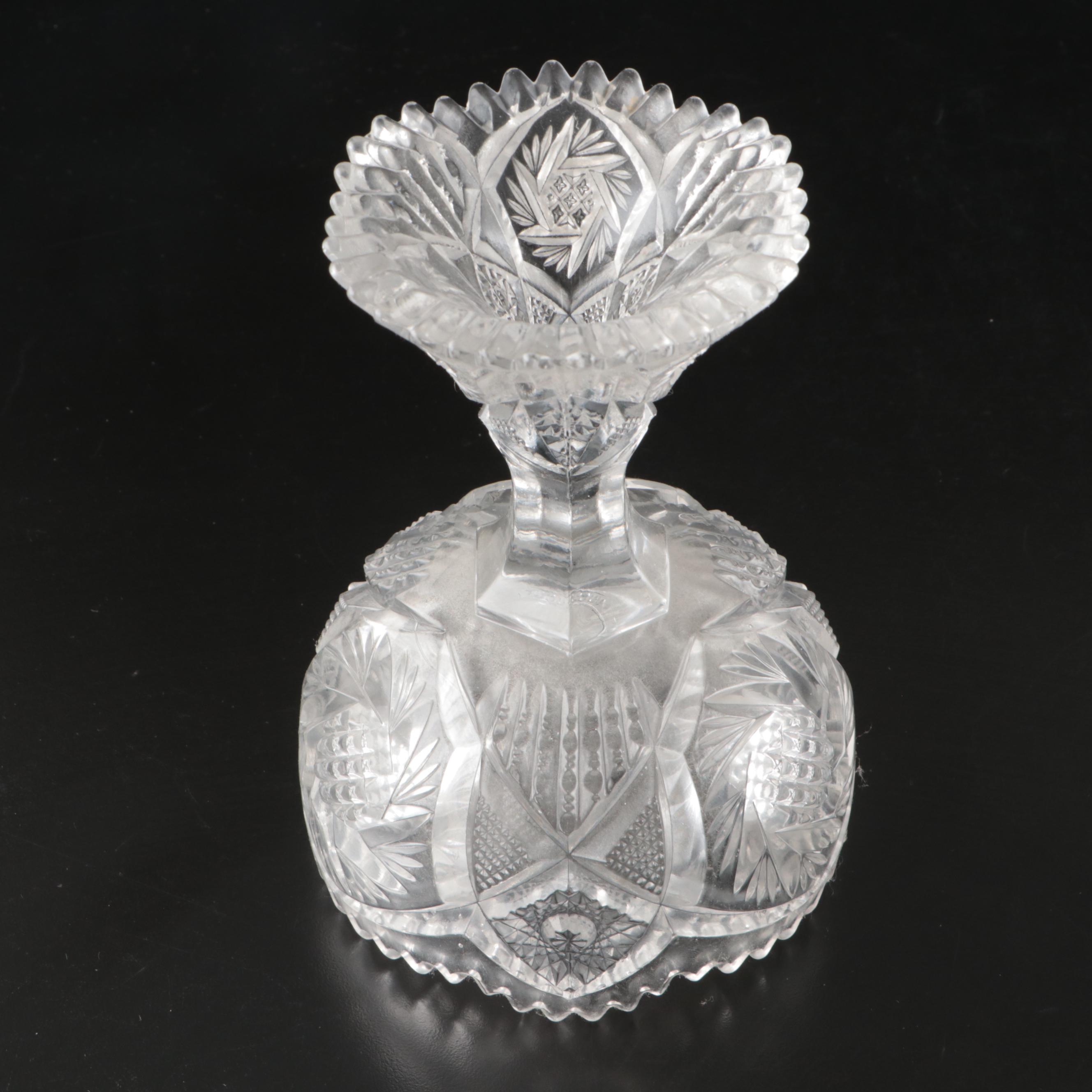 Nucut Footed Bowl with American Brilliant Style Nappy Bowls and Other Tableware