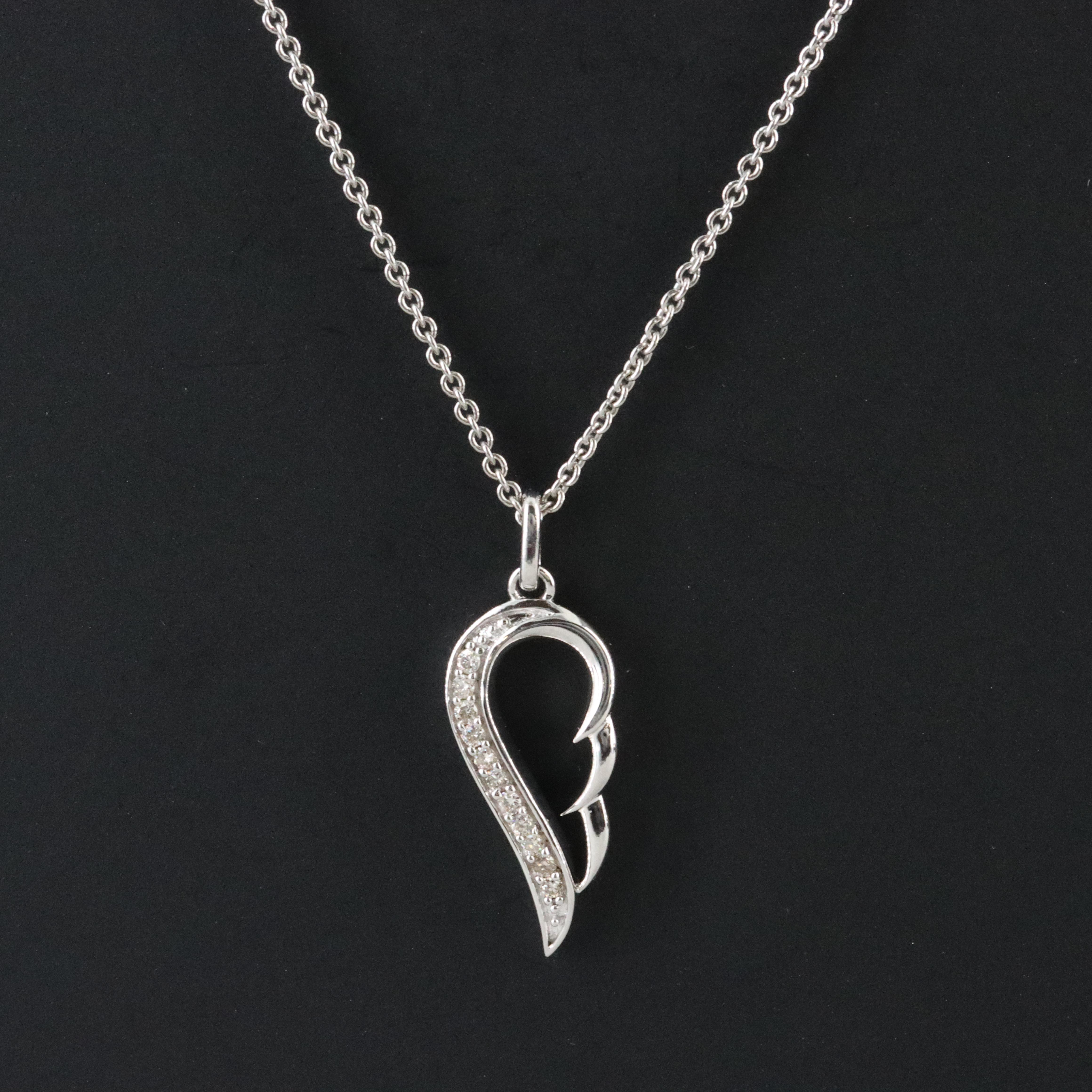 Sterling Diamond Wing Pendant Necklace