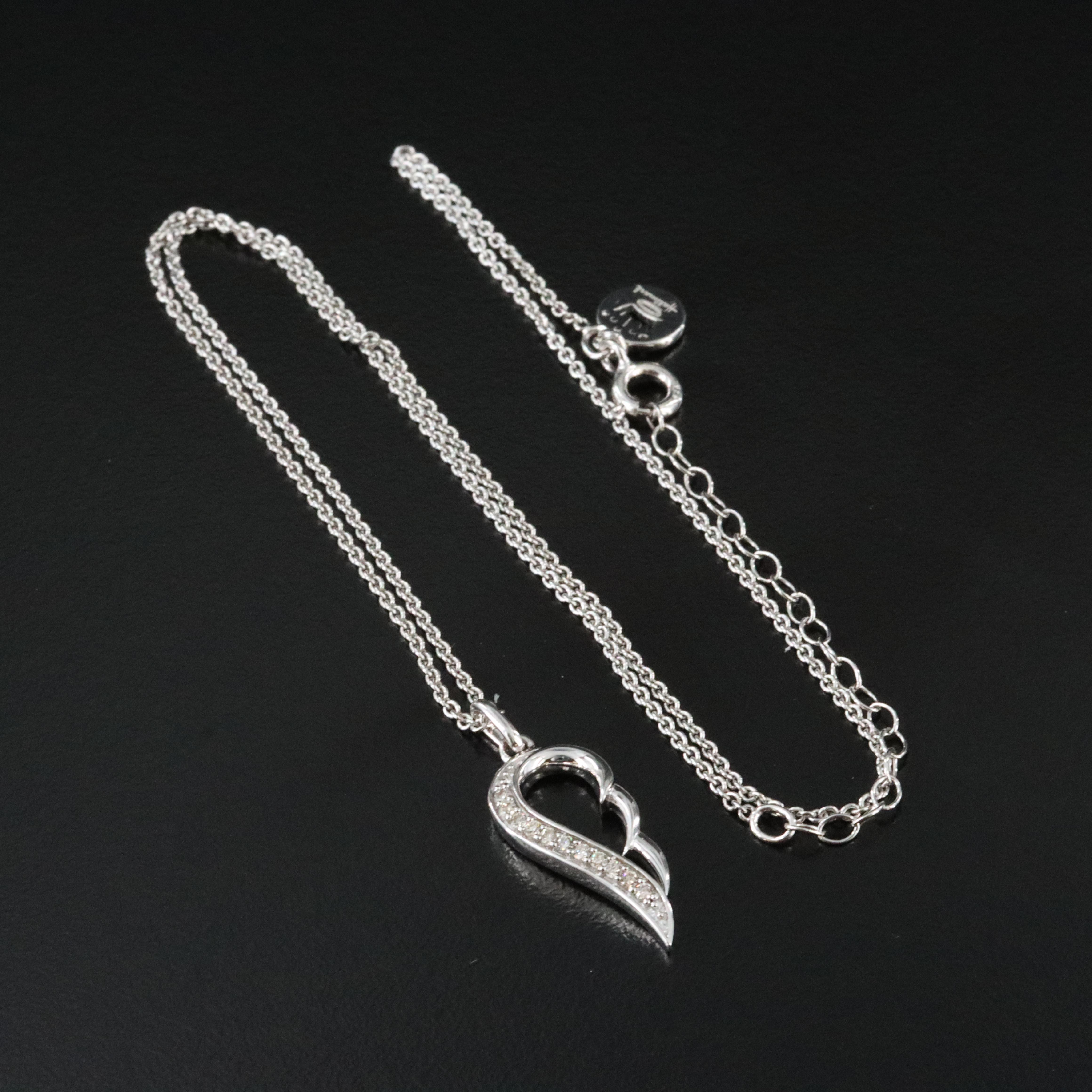 Sterling Diamond Wing Pendant Necklace