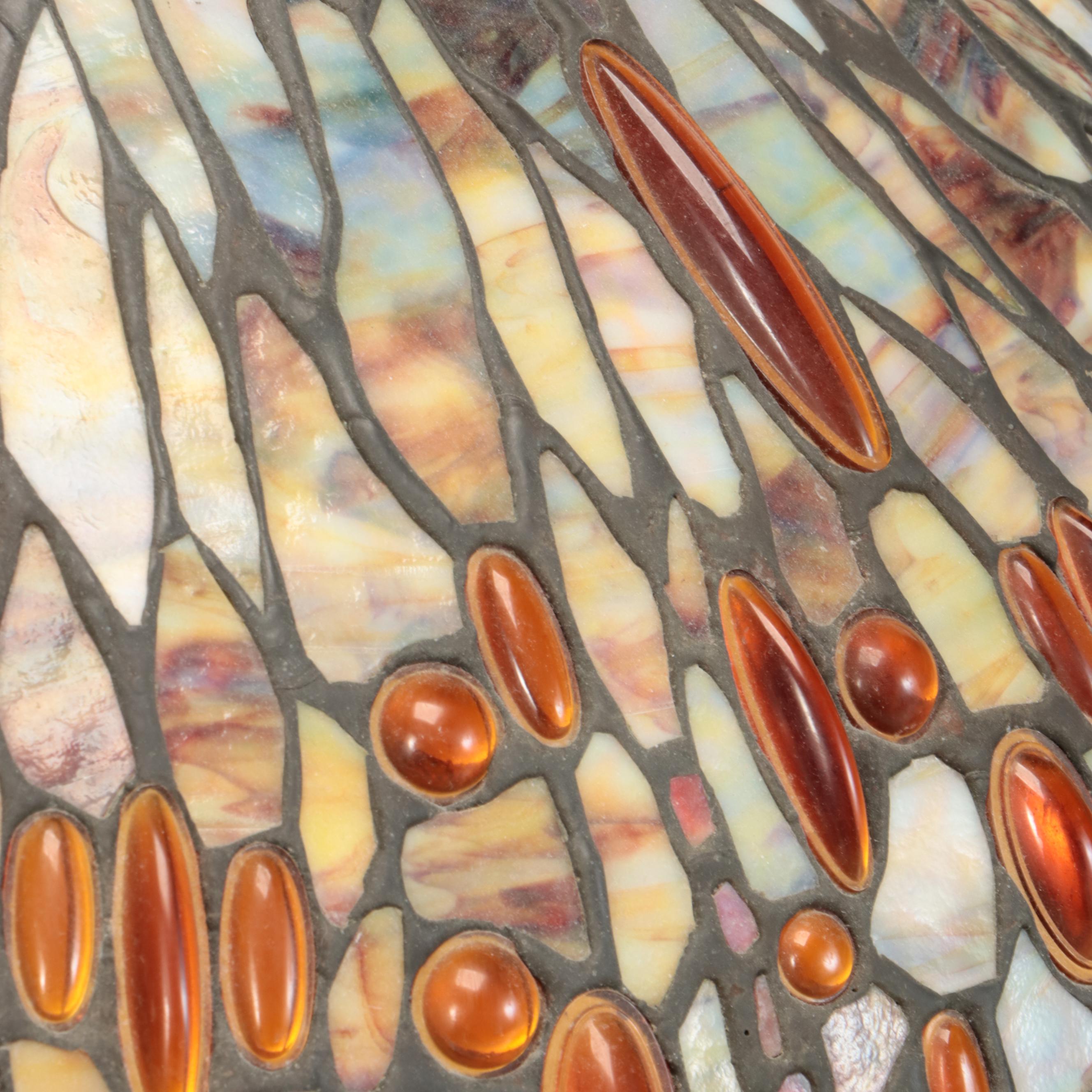 Dale Tiffany Art Nouveau Style Tree Trunk Lamp with Dragonfly Slag Glass Shade