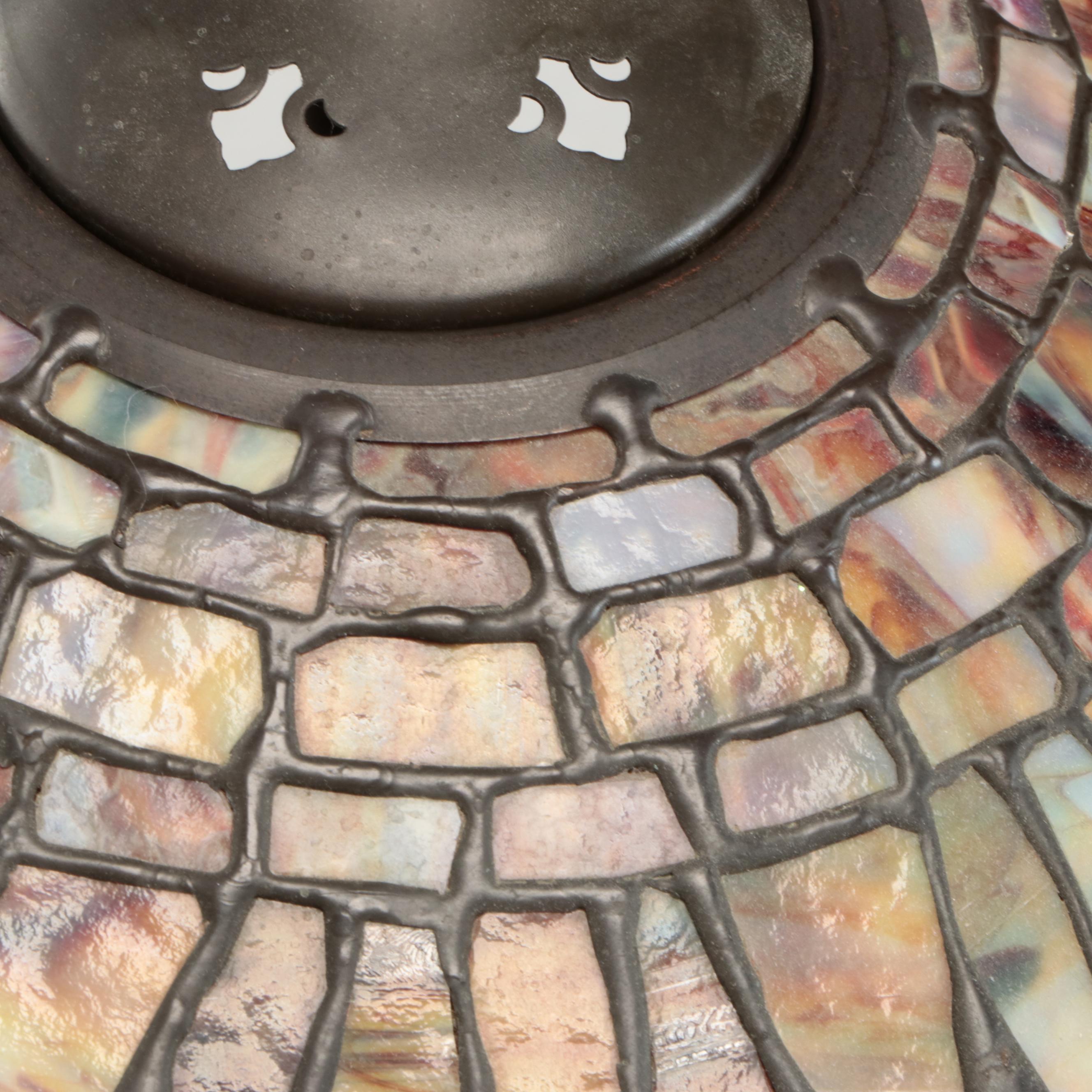 Dale Tiffany Art Nouveau Style Tree Trunk Lamp with Dragonfly Slag Glass Shade