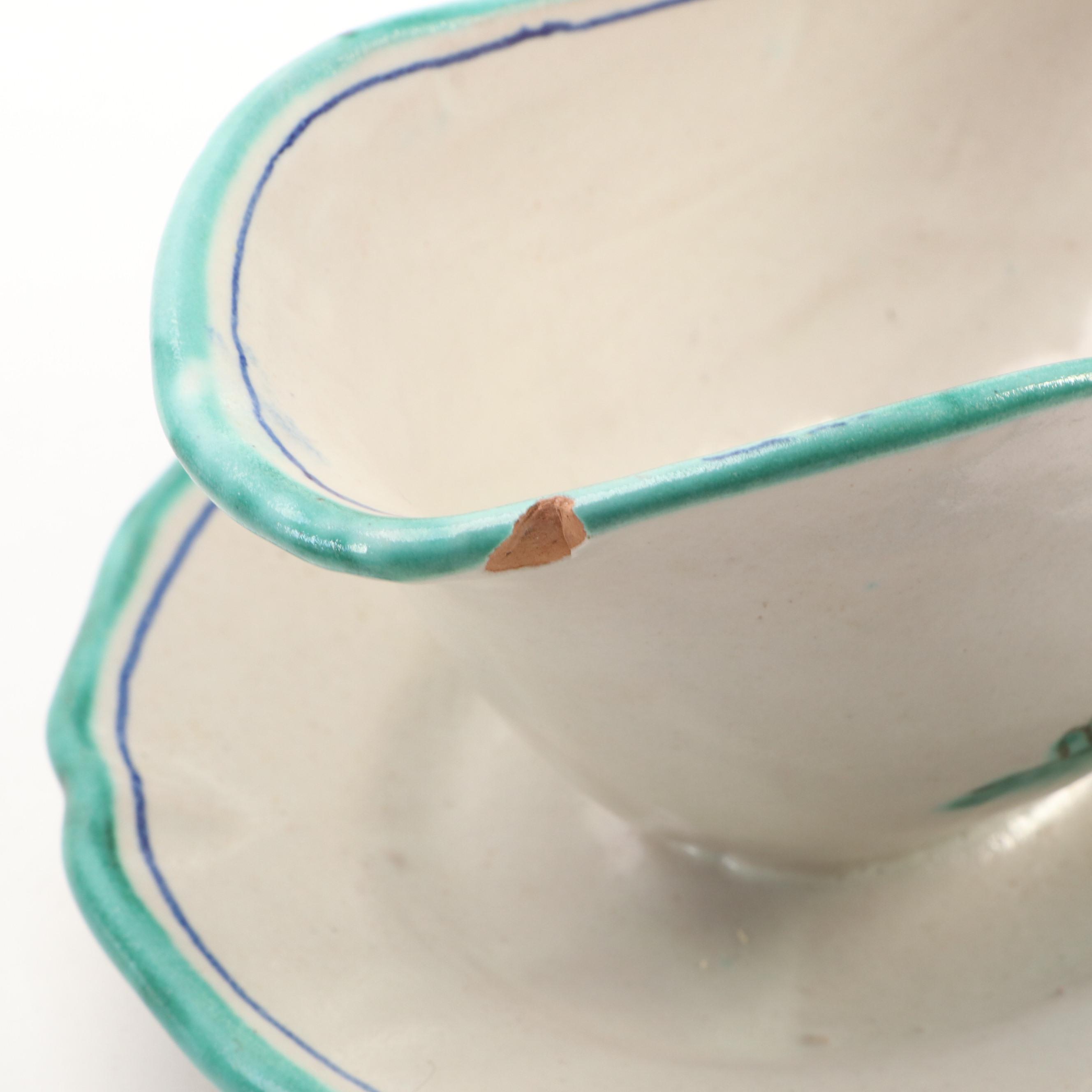 Vietri Italian Hand-Painted Ceramic Plates and Oval Serving Plate, Early 20th C.