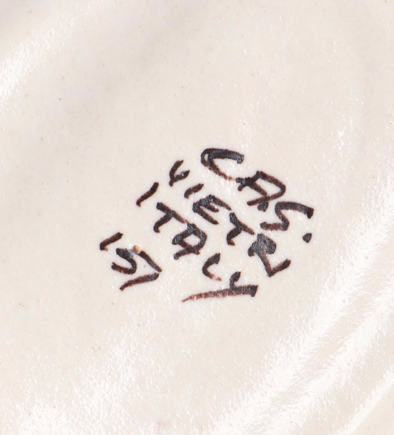 Vietri Italian Hand-Painted Ceramic Plates and Oval Serving Plate, Early 20th C.