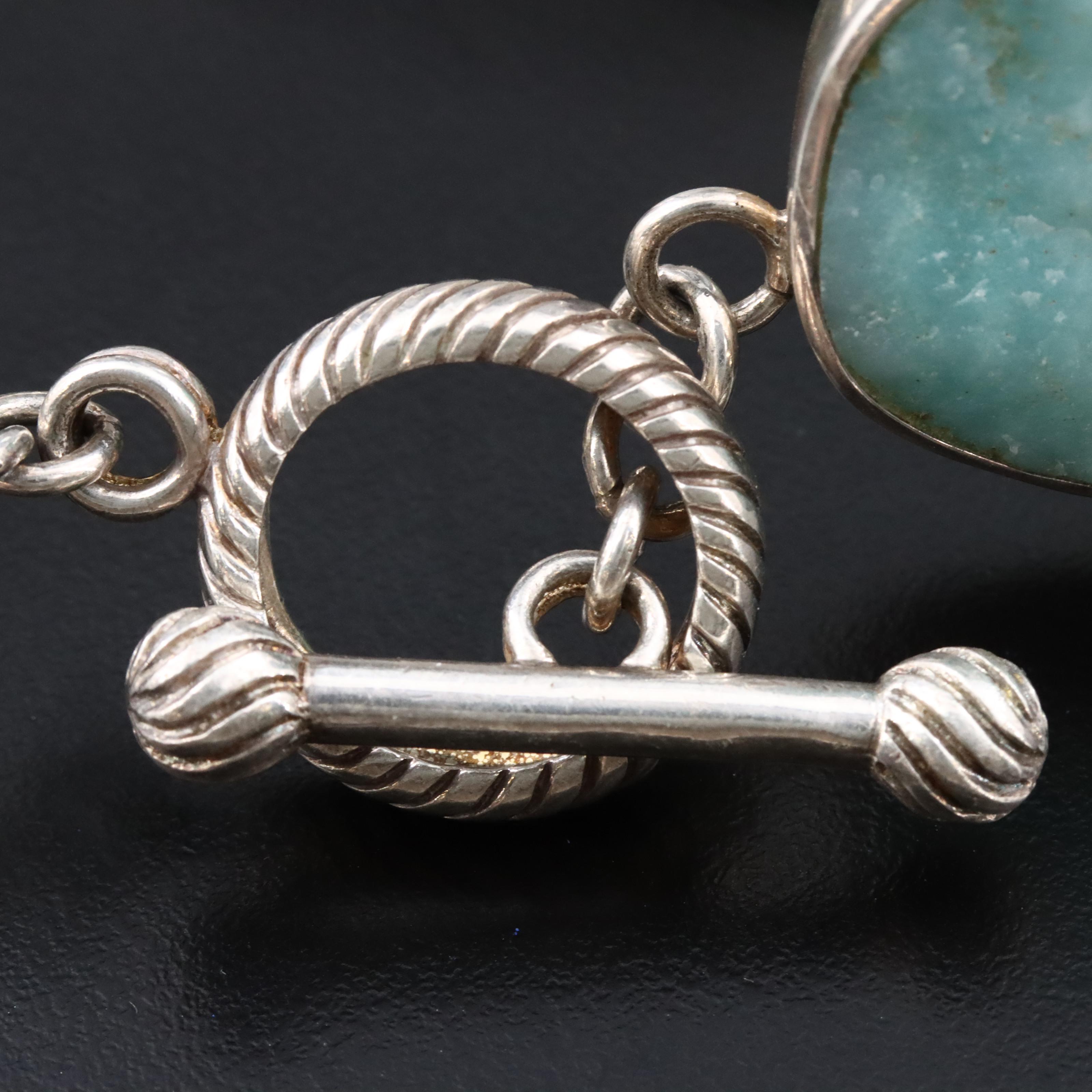 Sterling Gemstone Link Necklace with Lizard Accent