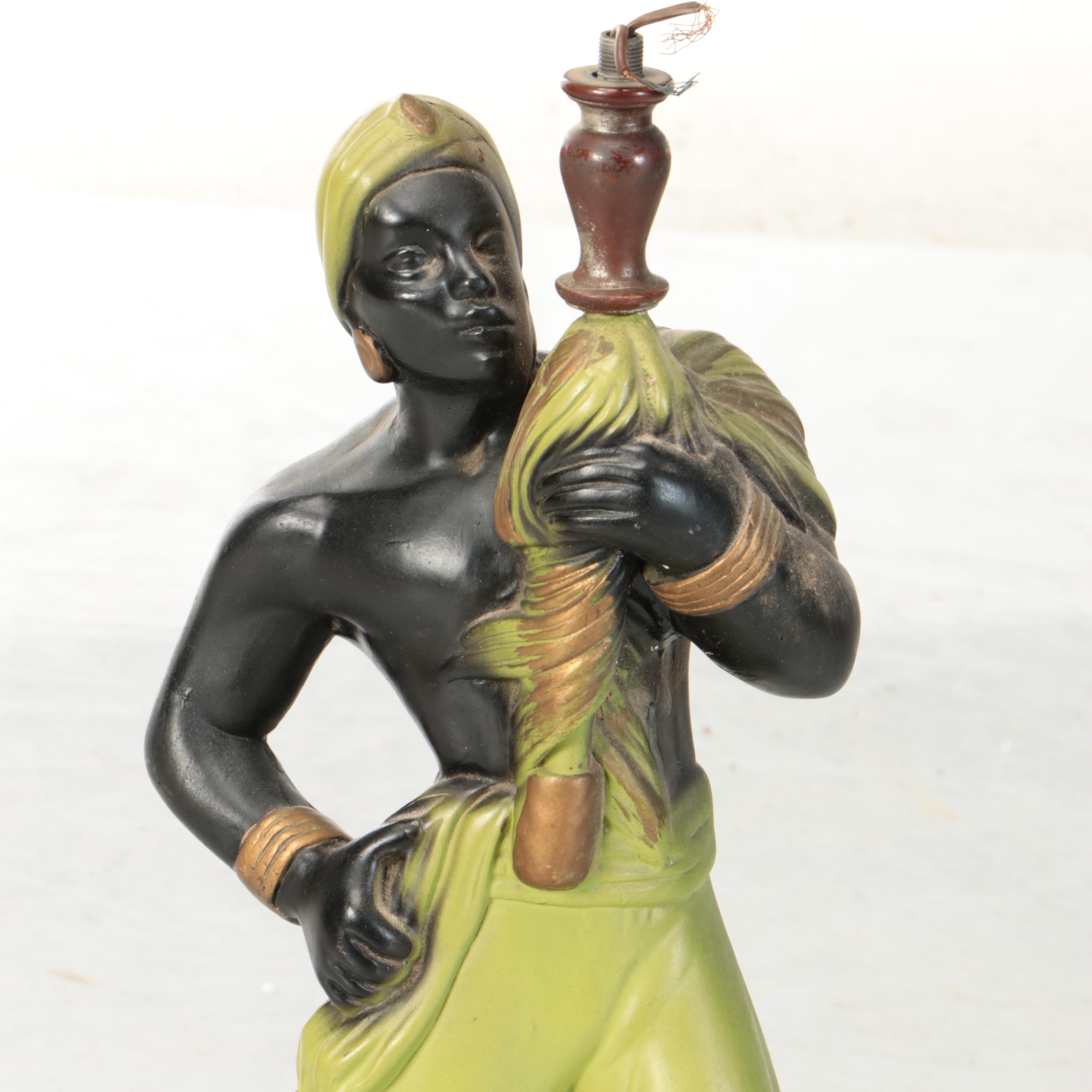 Chalkware Blackamoor Figural Table Lamp
