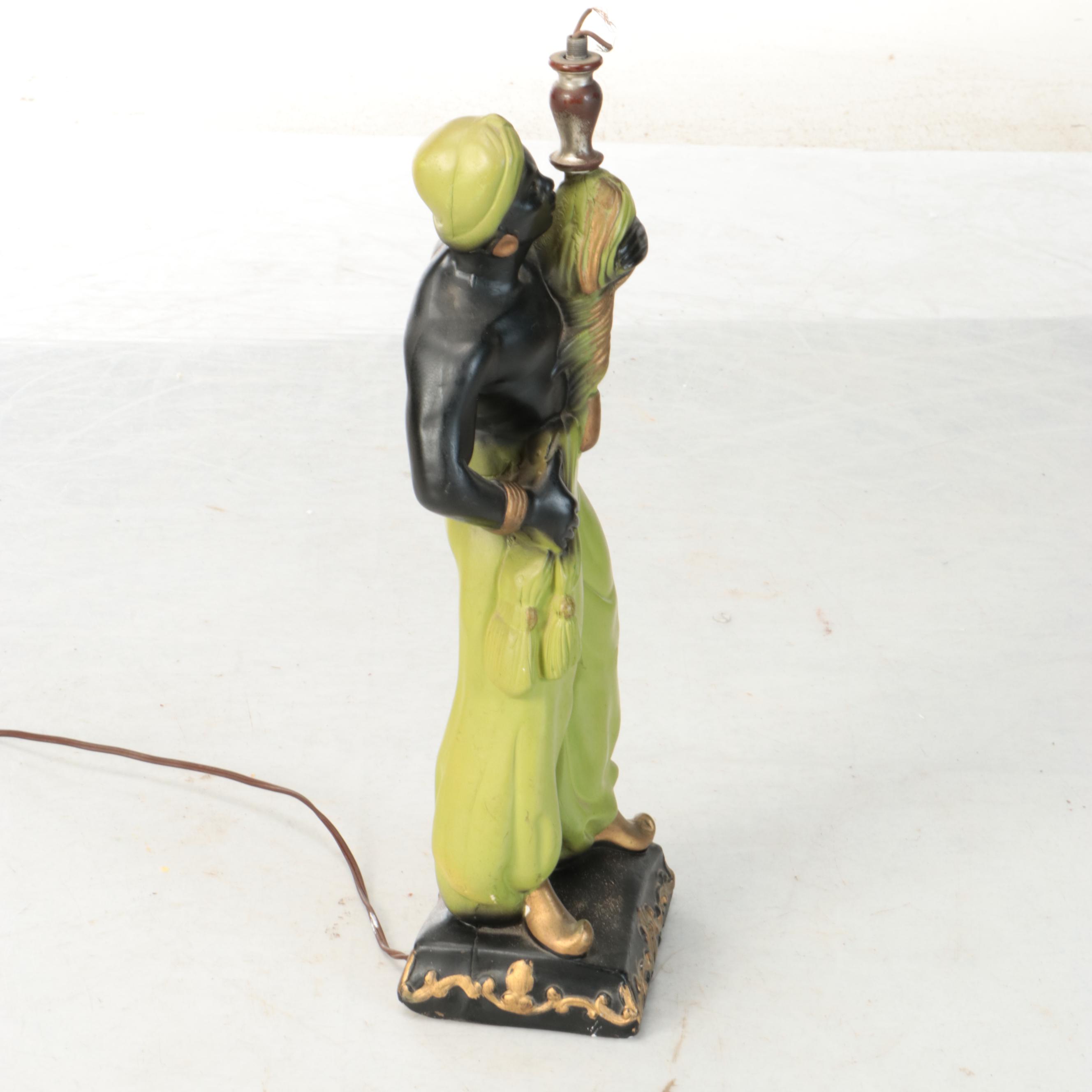 Chalkware Blackamoor Figural Table Lamp