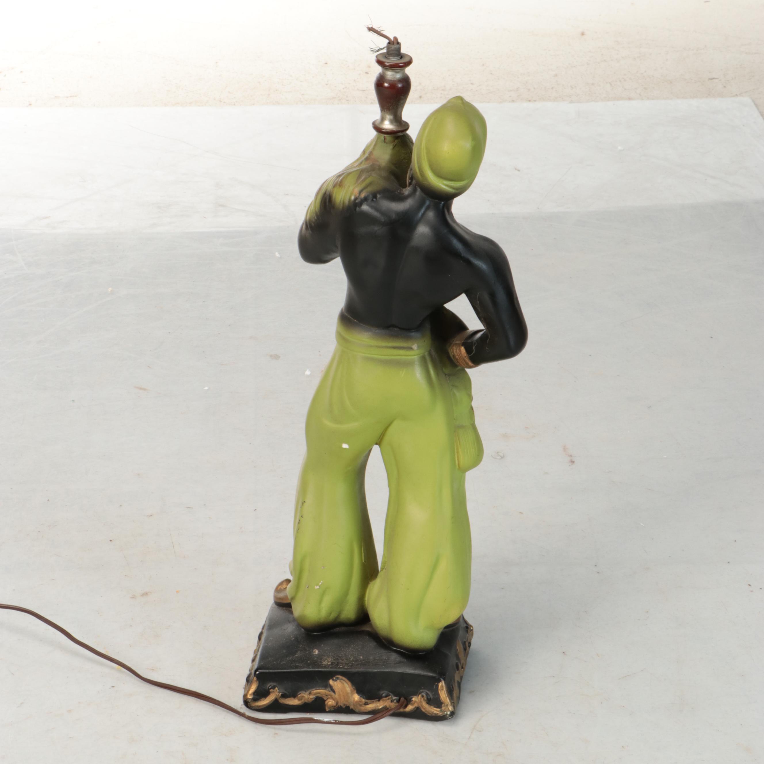 Chalkware Blackamoor Figural Table Lamp