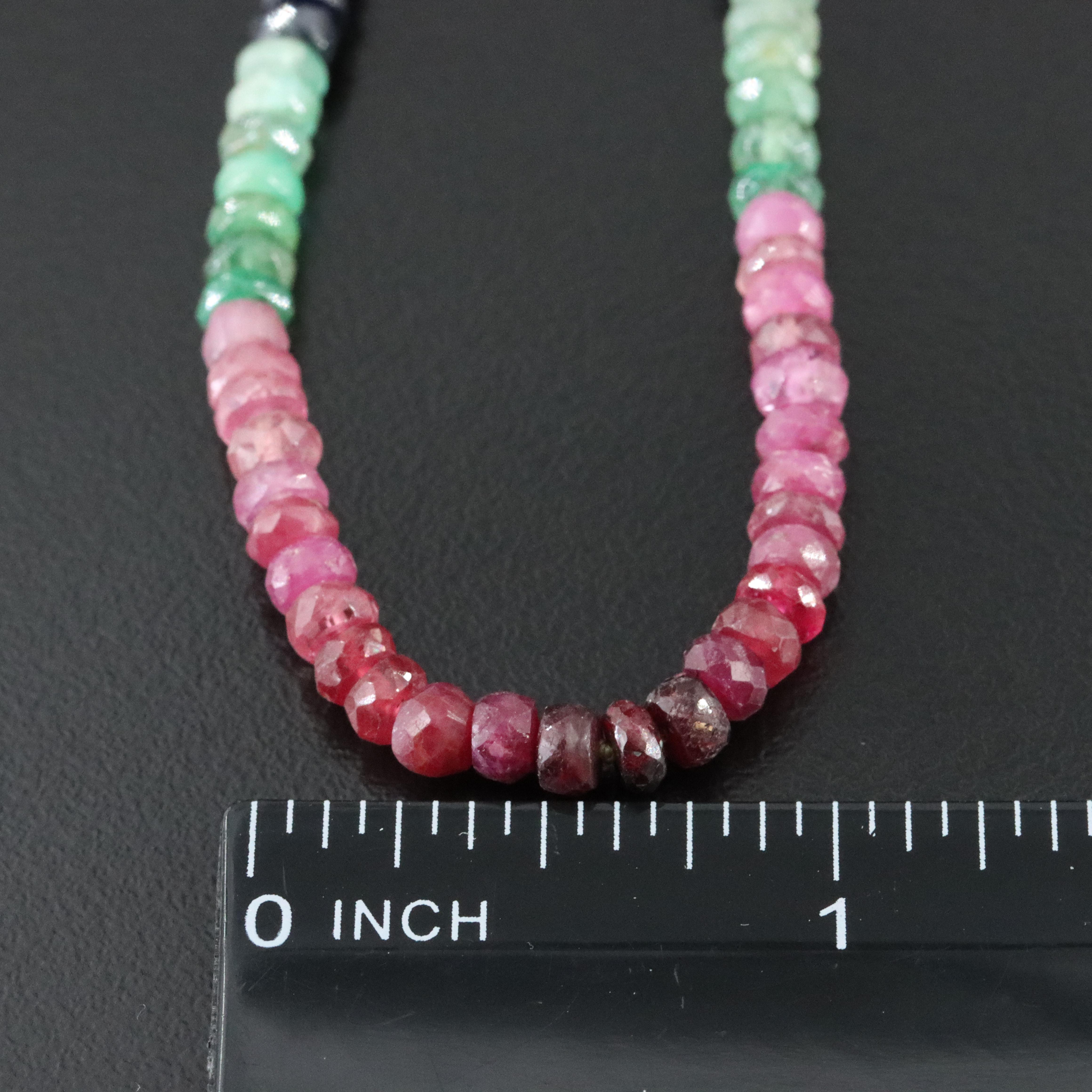 Sapphire, Ruby, and Emerald Necklace with Sterling Clasp
