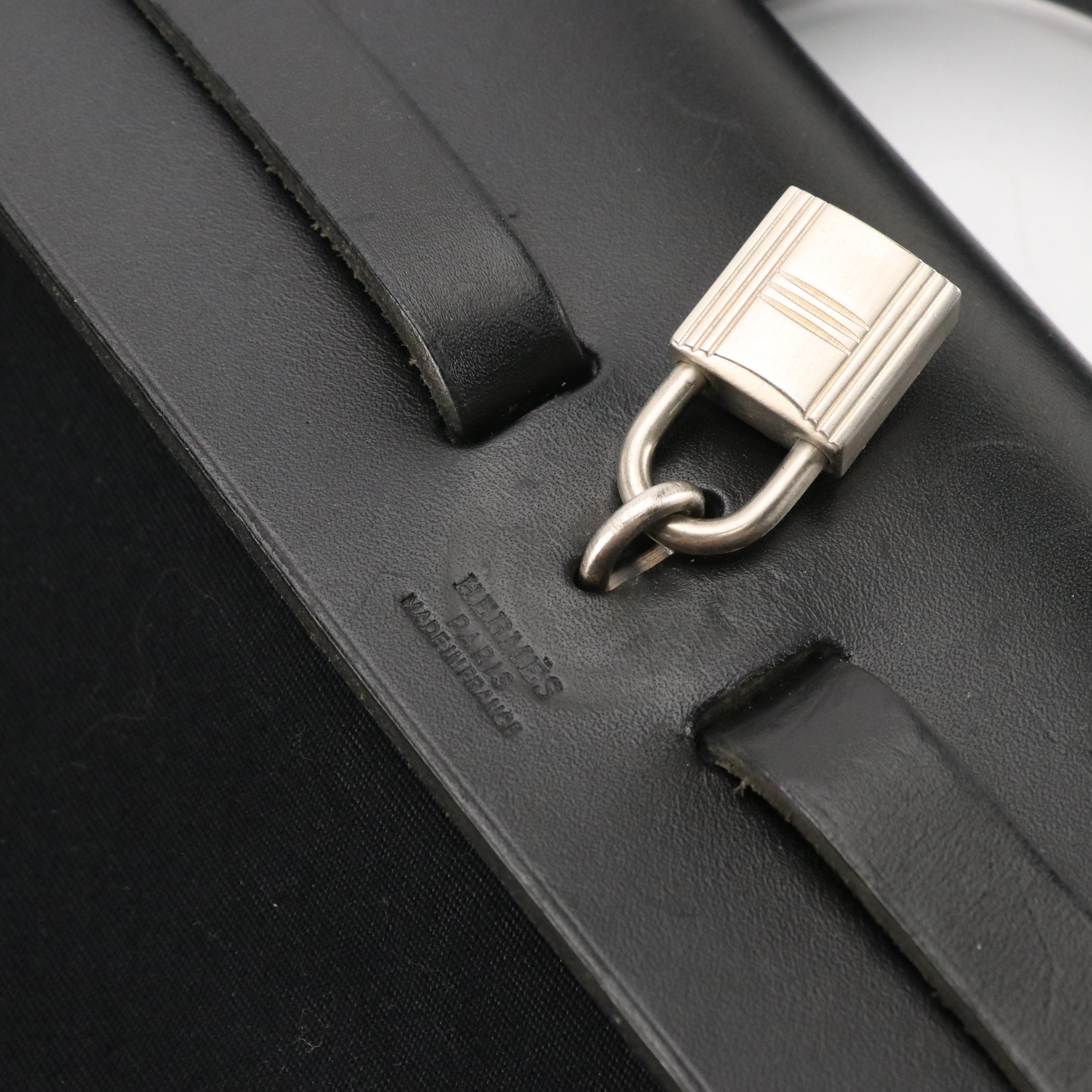 Hermès 39cm Herbag 2-in-1 Bag in Black Officier Canvas and Vache Hunter Leather