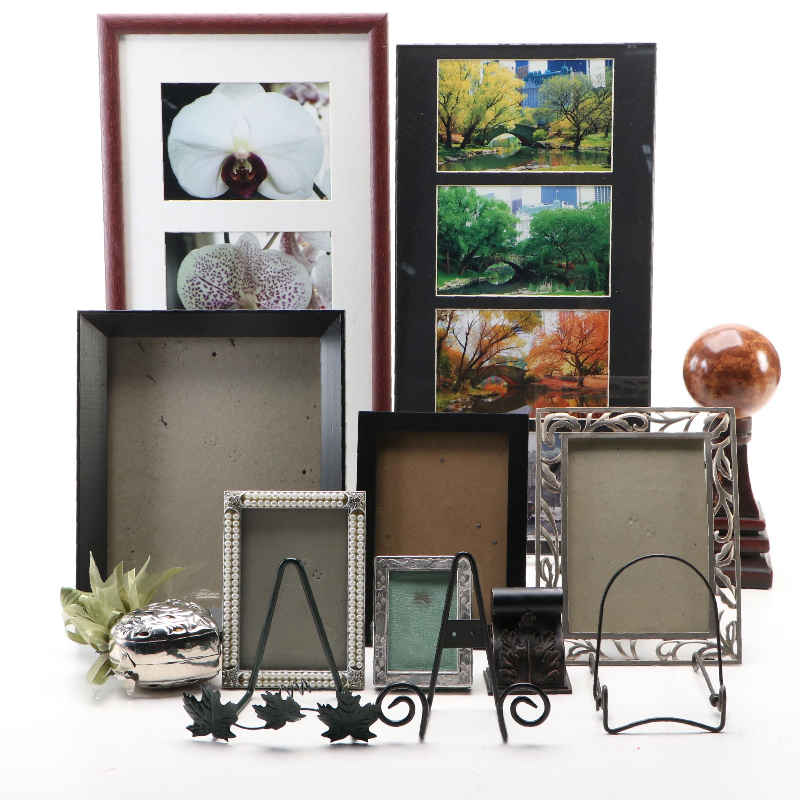 Newport Sterling Birth Record Frame with Other Frames and Shelf Décor