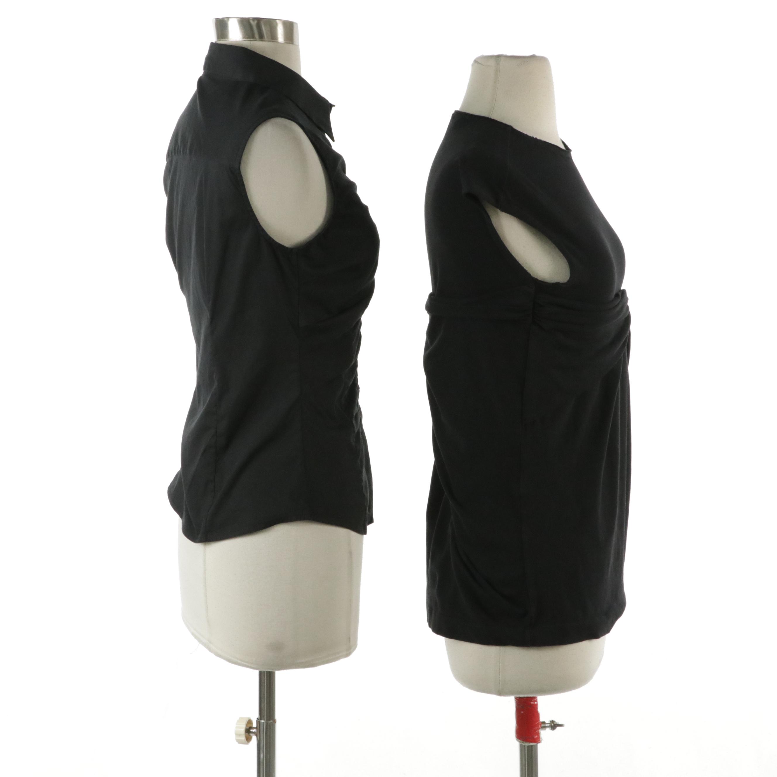 Prada Black Cotton Blend Sleeveless Tops