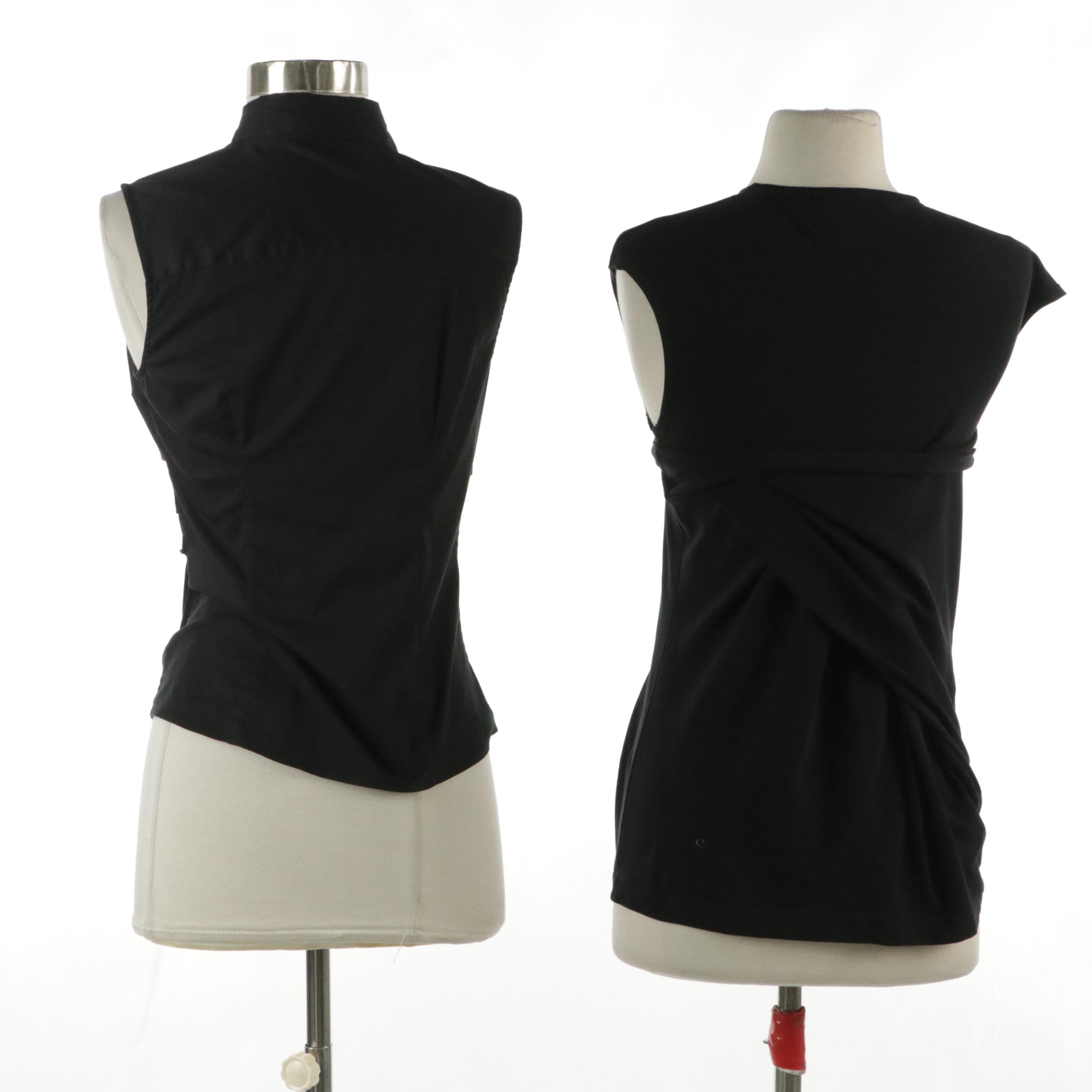 Prada Black Cotton Blend Sleeveless Tops
