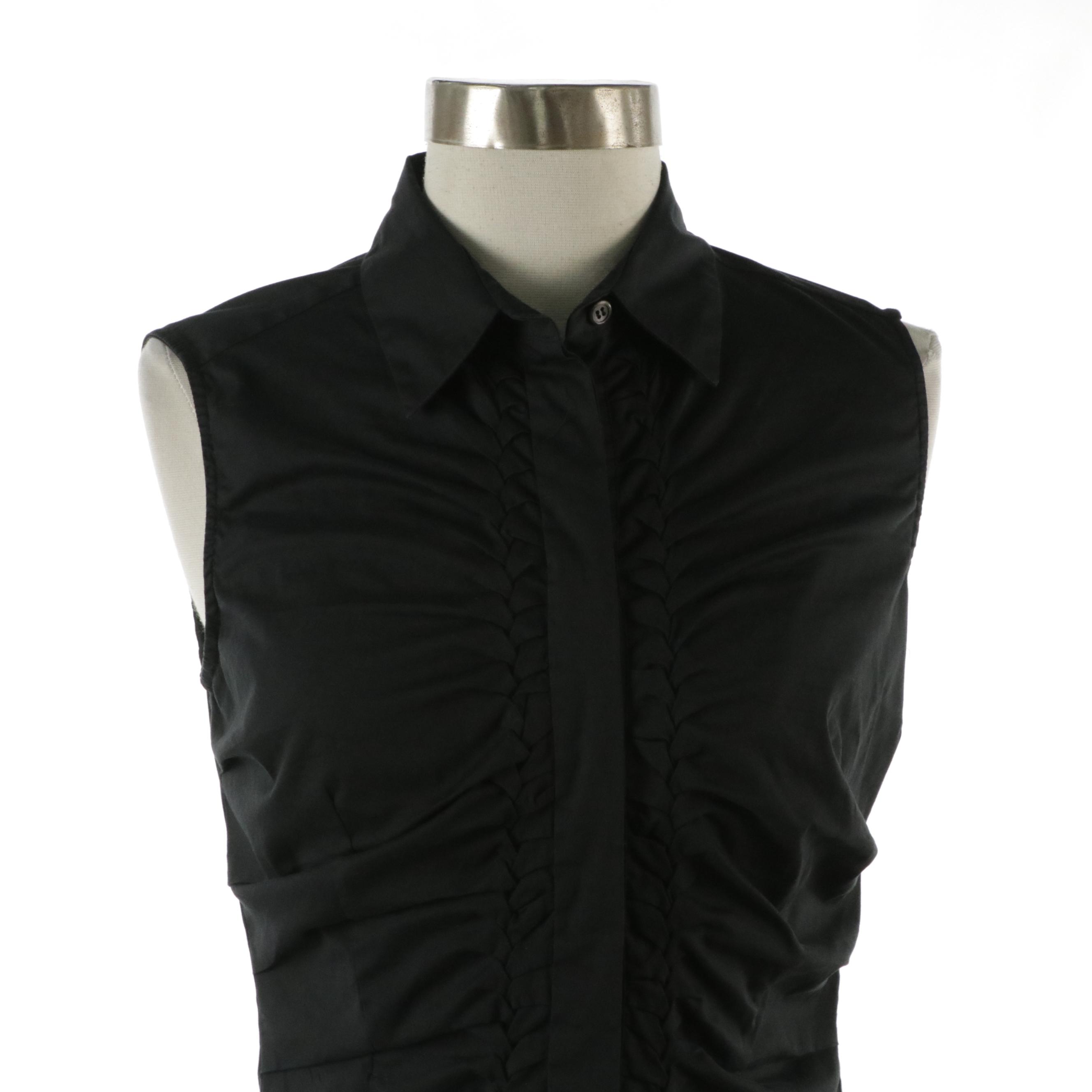 Prada Black Cotton Blend Sleeveless Tops