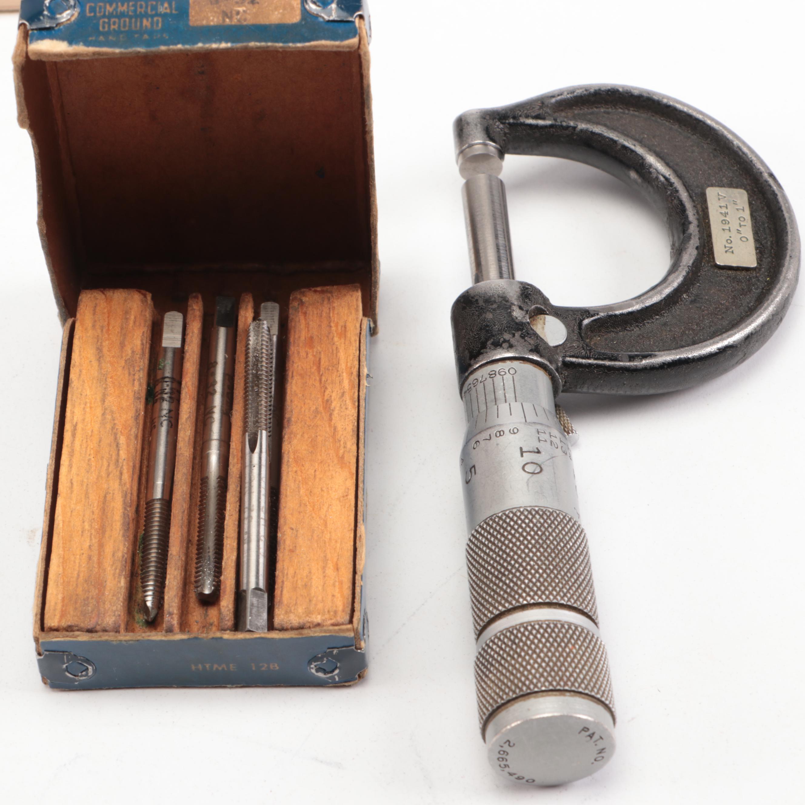 Morse End Mills, Brown & Sharpe Depth Micrometer, More Lathe Work Tools