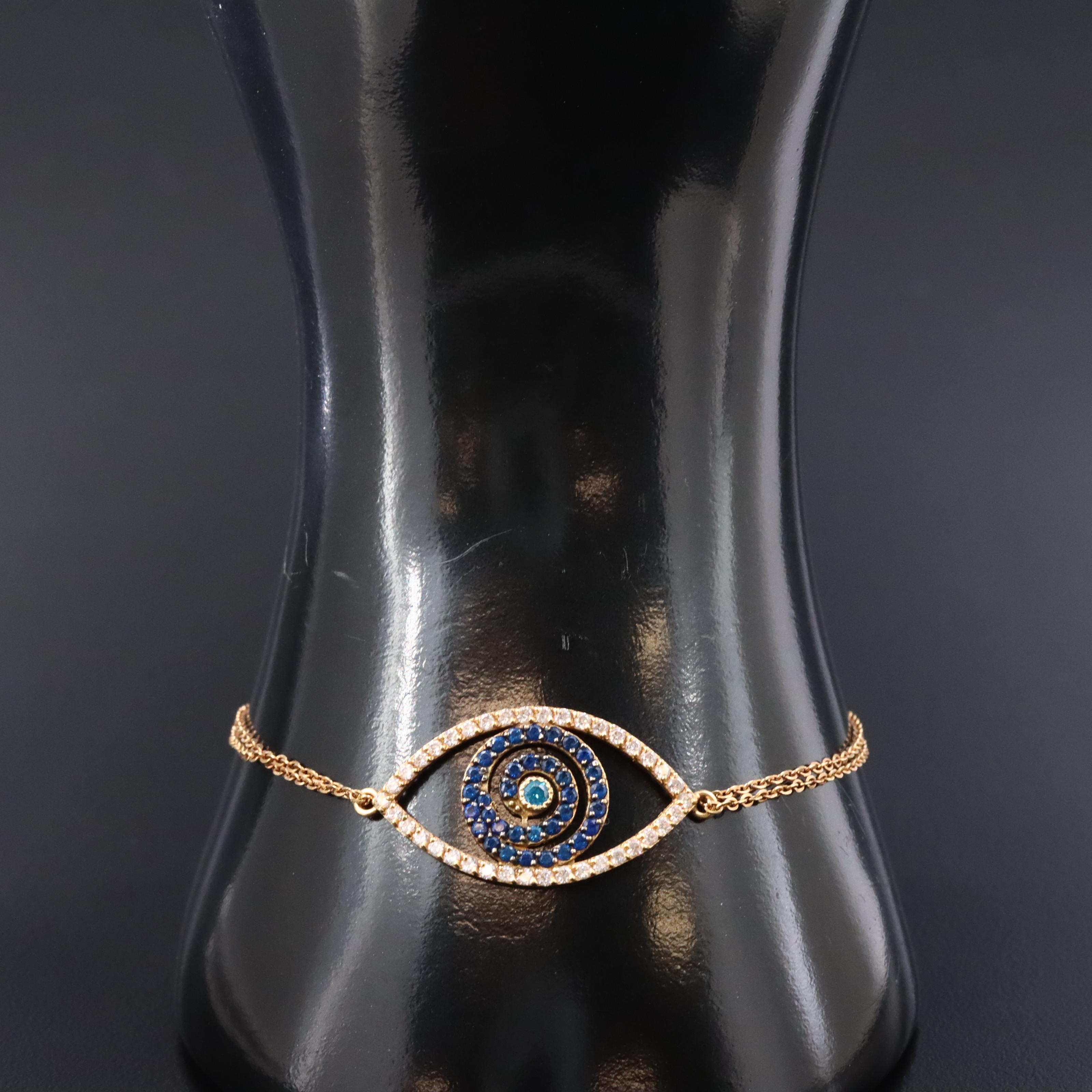 18K CZ and Spinel Evil Eye Bracelet