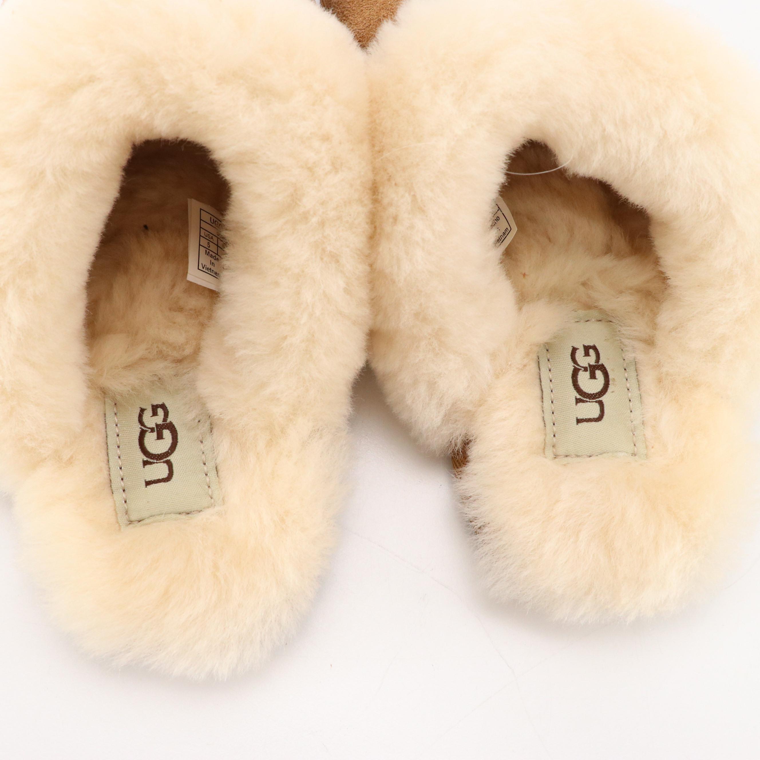 UGG Scuffette II House Slippers in Chestnut Suede and Sheepskin