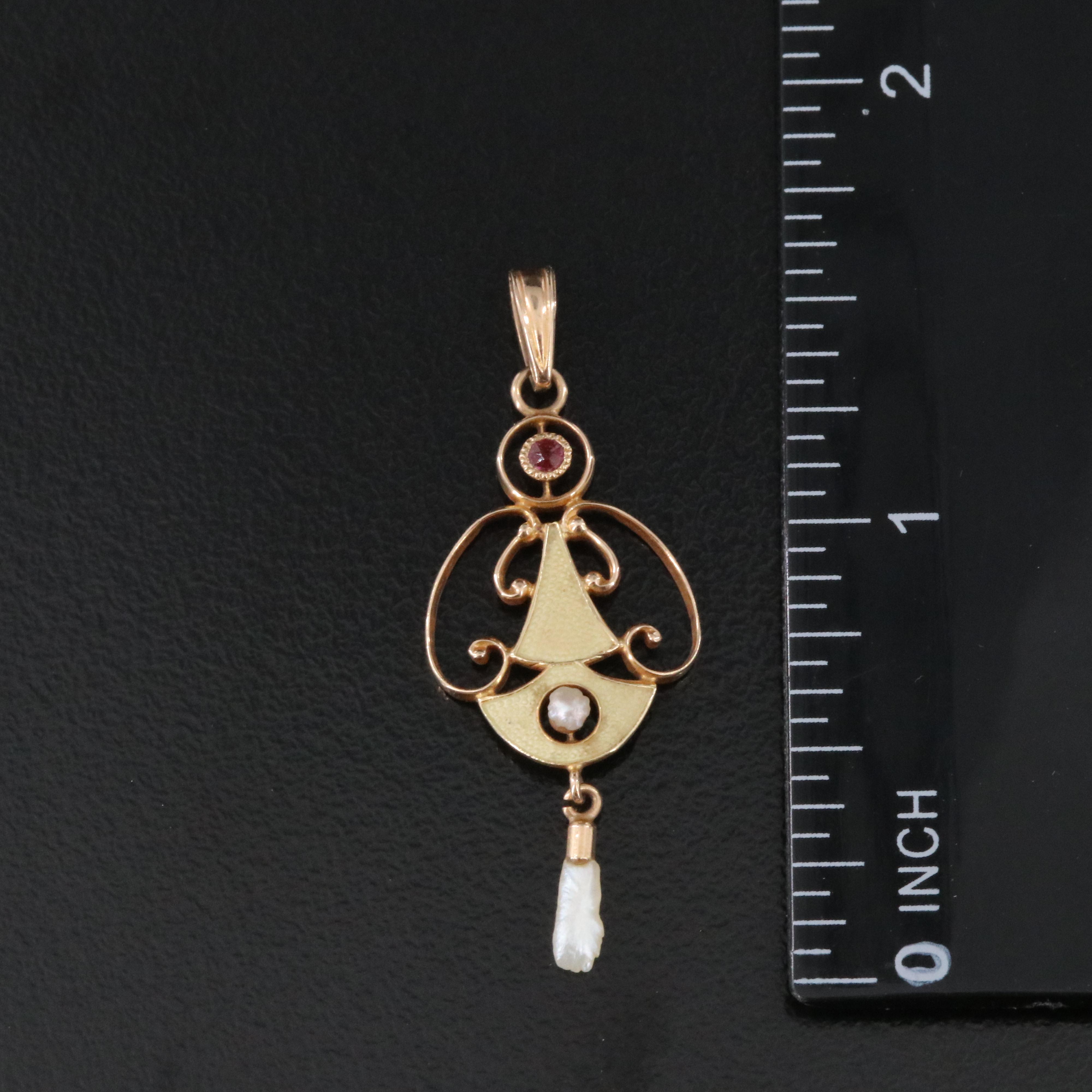 Antique 10K Amethyst and Diamond Lavalier Pendants