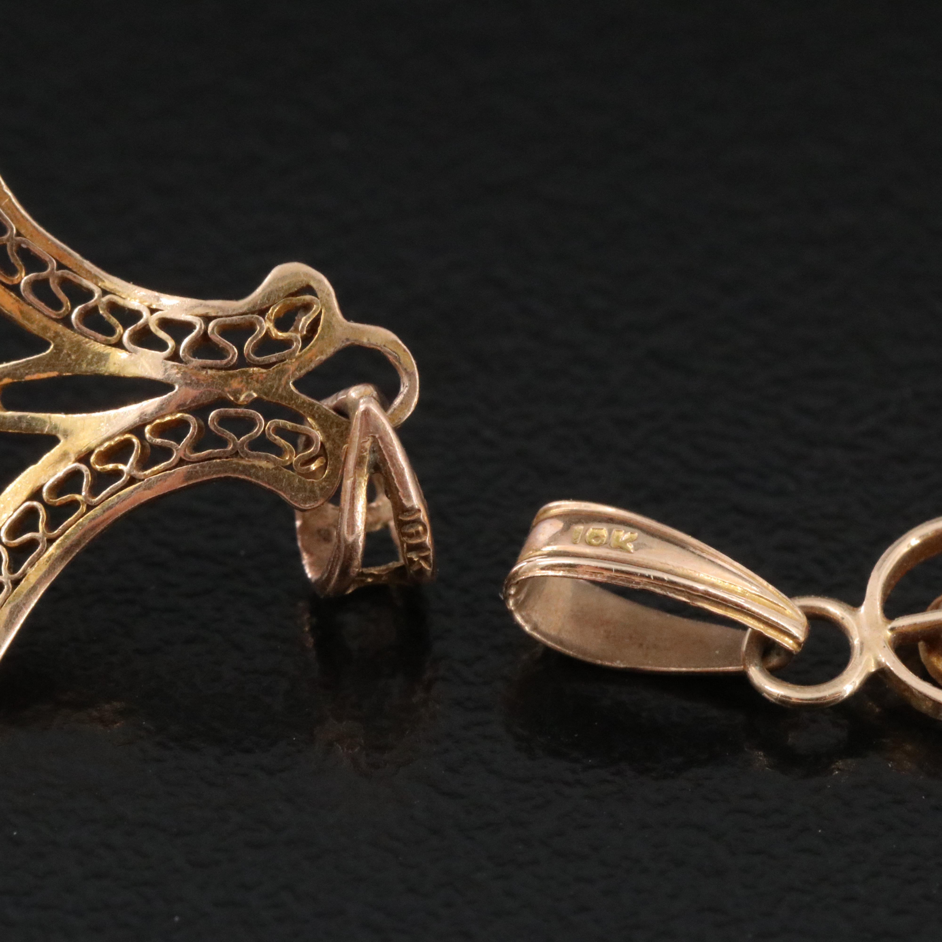 Antique 10K Amethyst and Diamond Lavalier Pendants