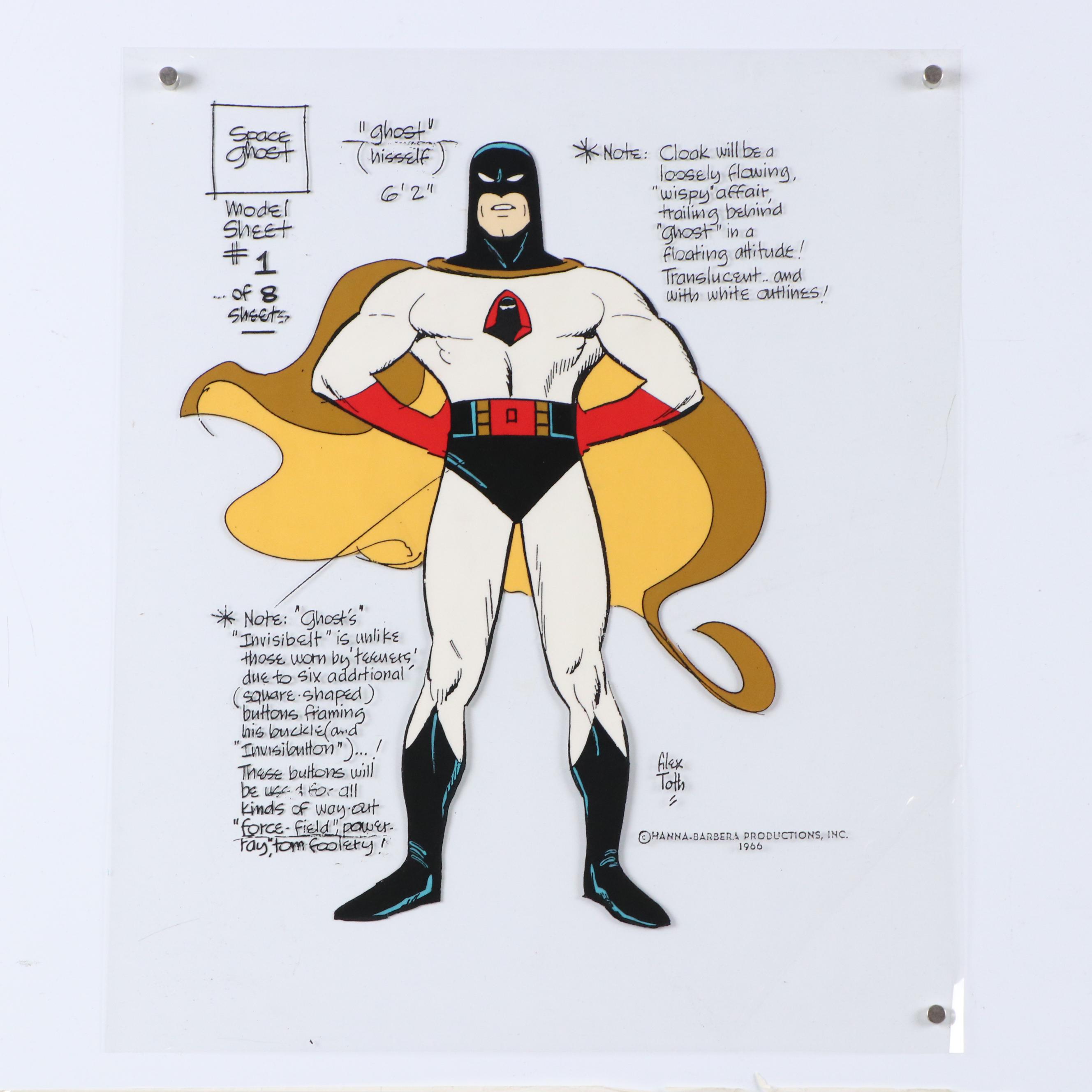 Hand-Painted Animation Cels Including Space Ghost Model, Late 20th C.