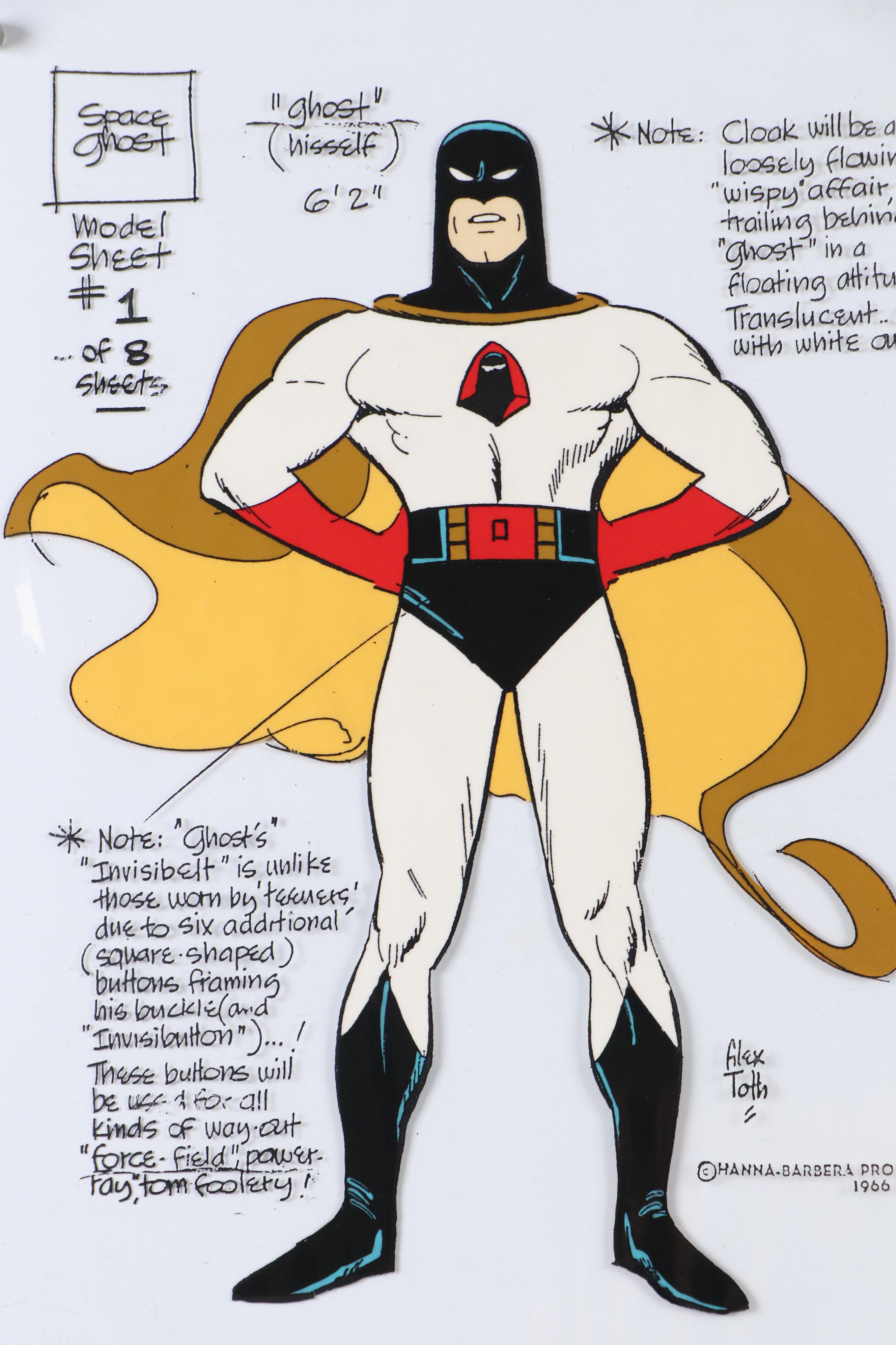 Hand-Painted Animation Cels Including Space Ghost Model, Late 20th C.