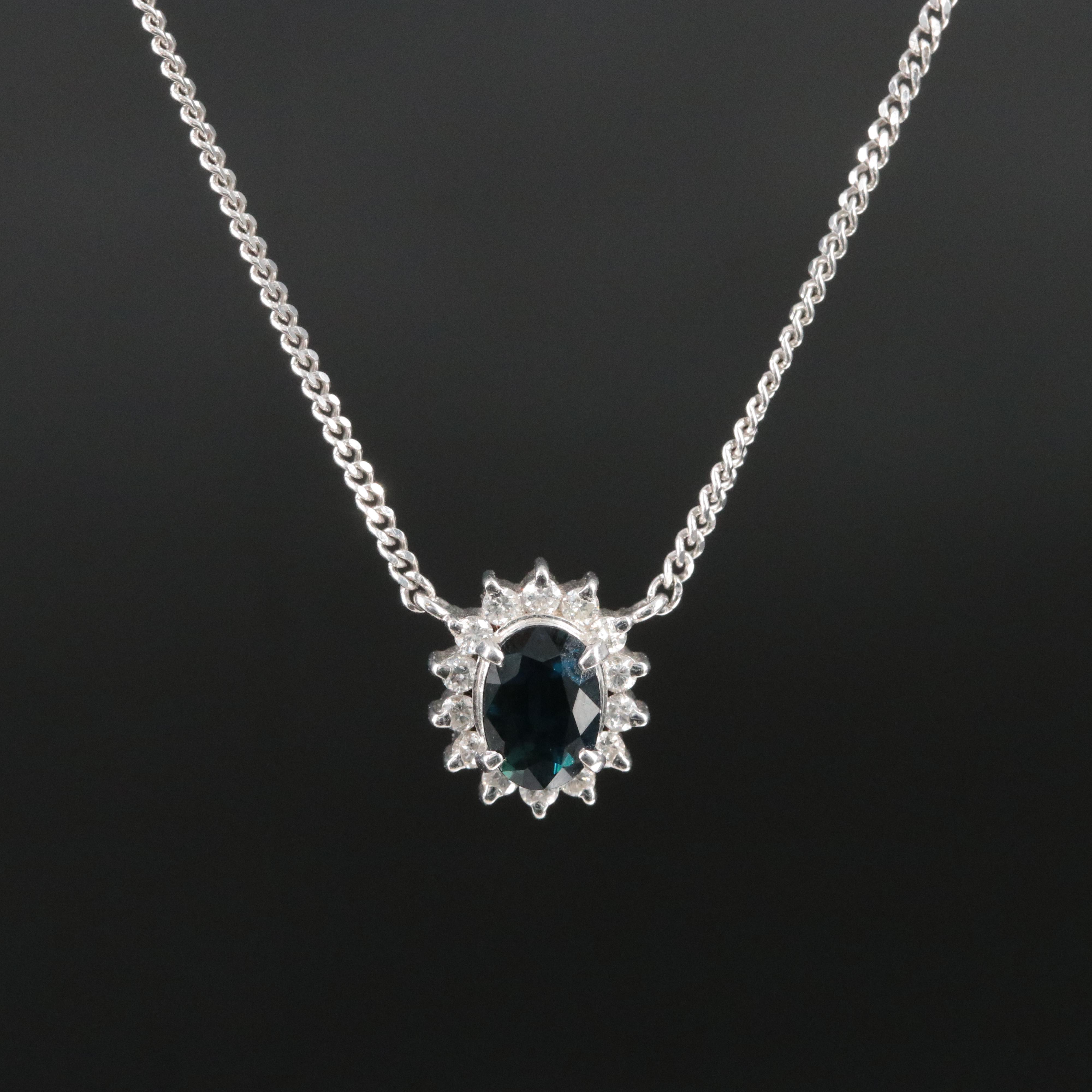 Platinum Sapphire and Diamond Necklace