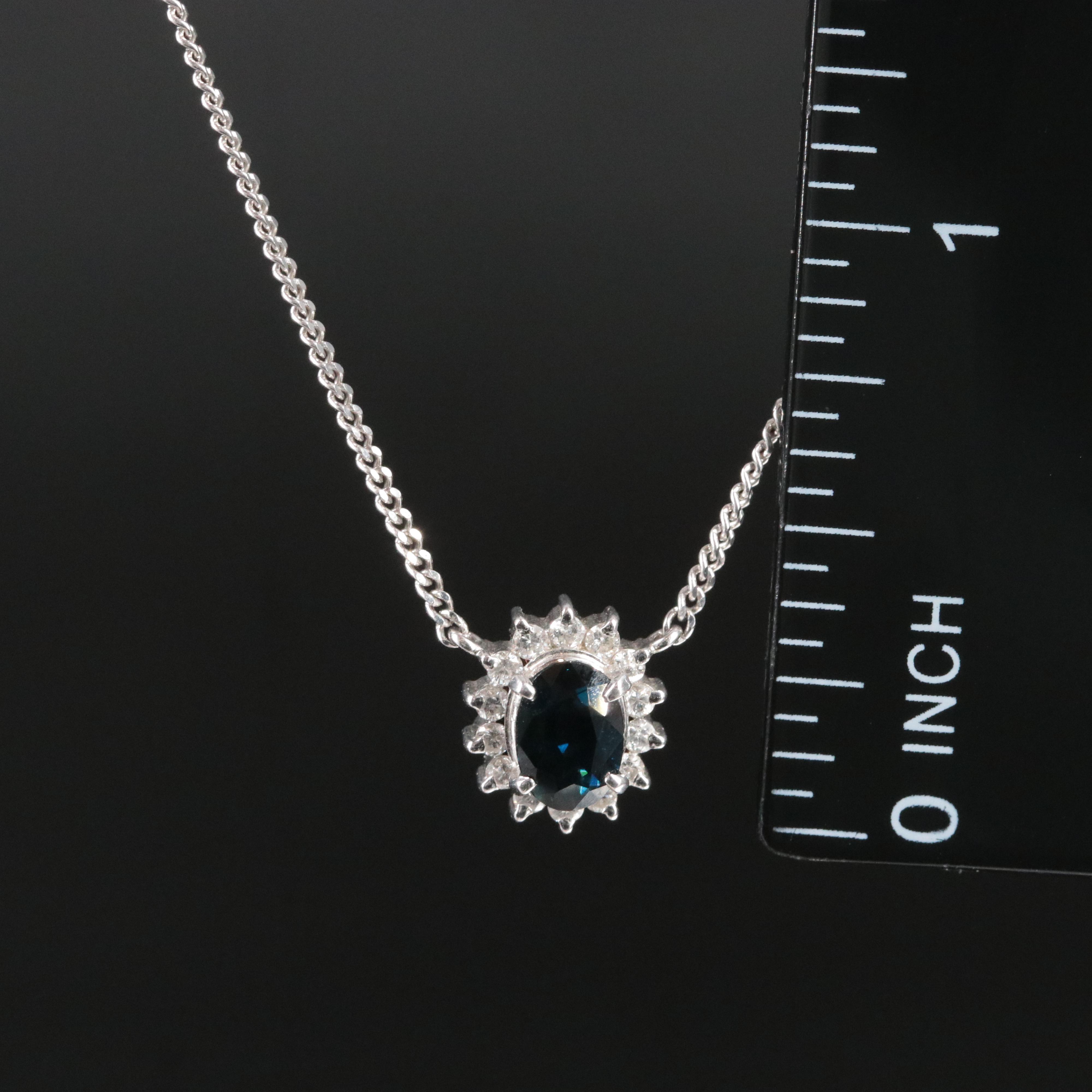 Platinum Sapphire and Diamond Necklace