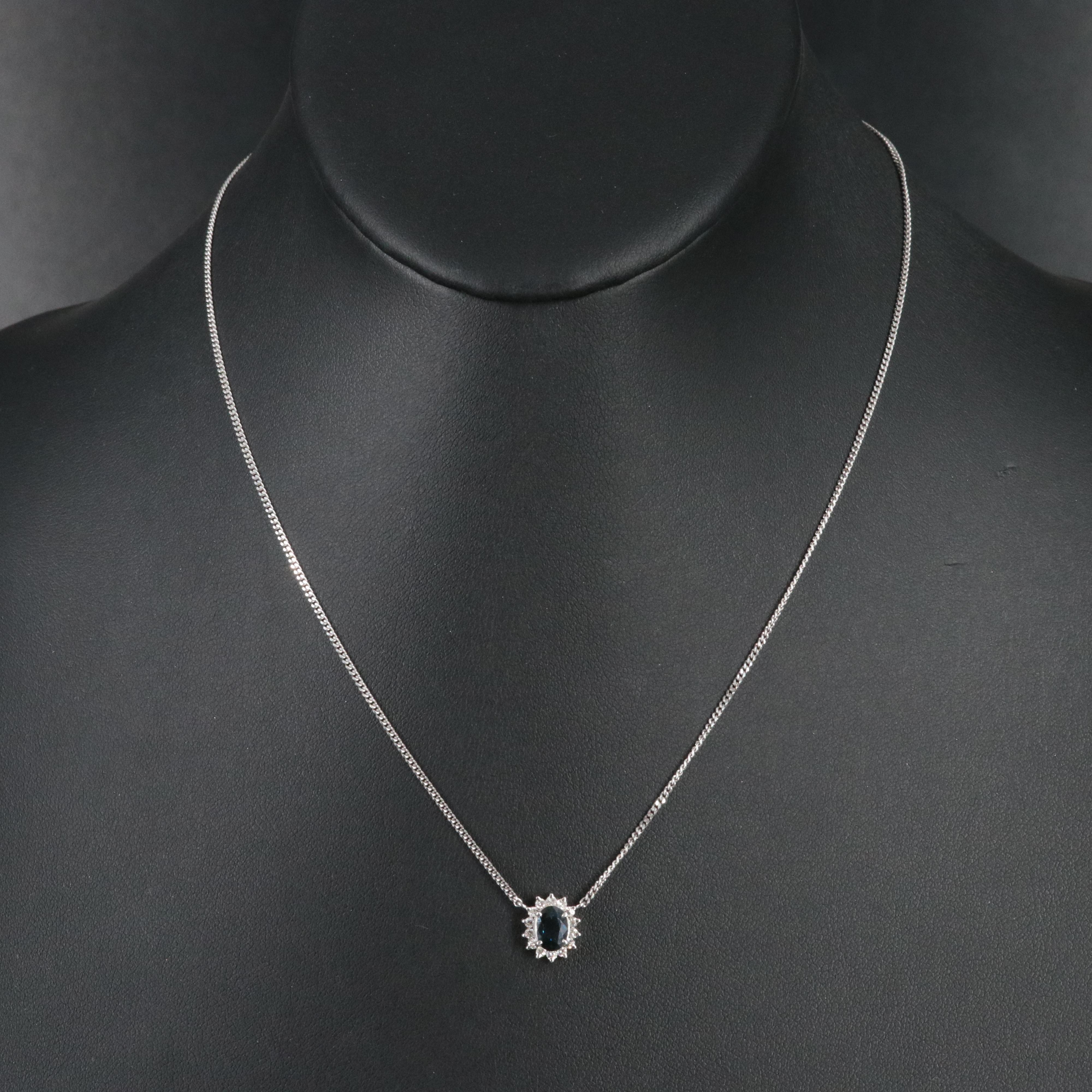 Platinum Sapphire and Diamond Necklace