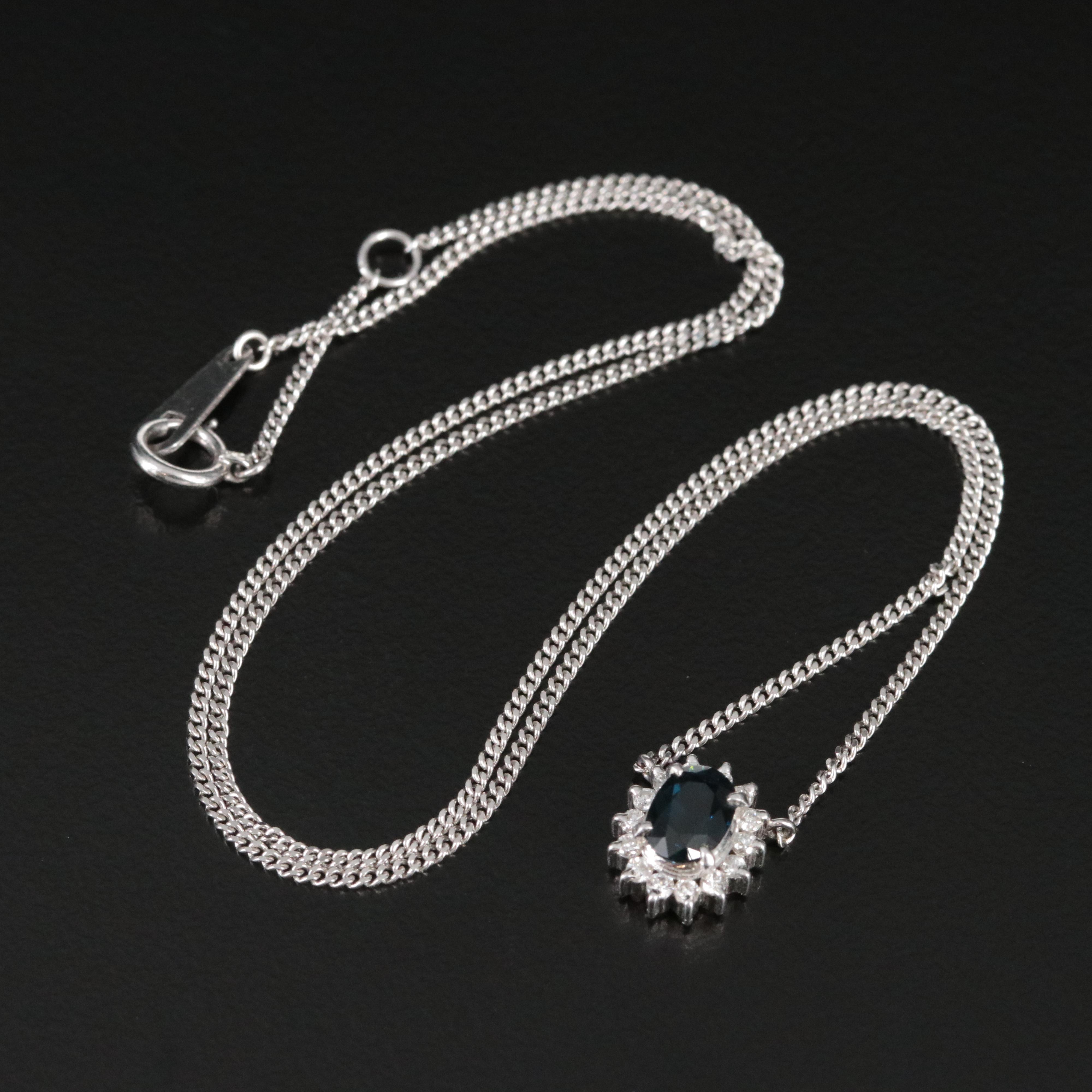 Platinum Sapphire and Diamond Necklace