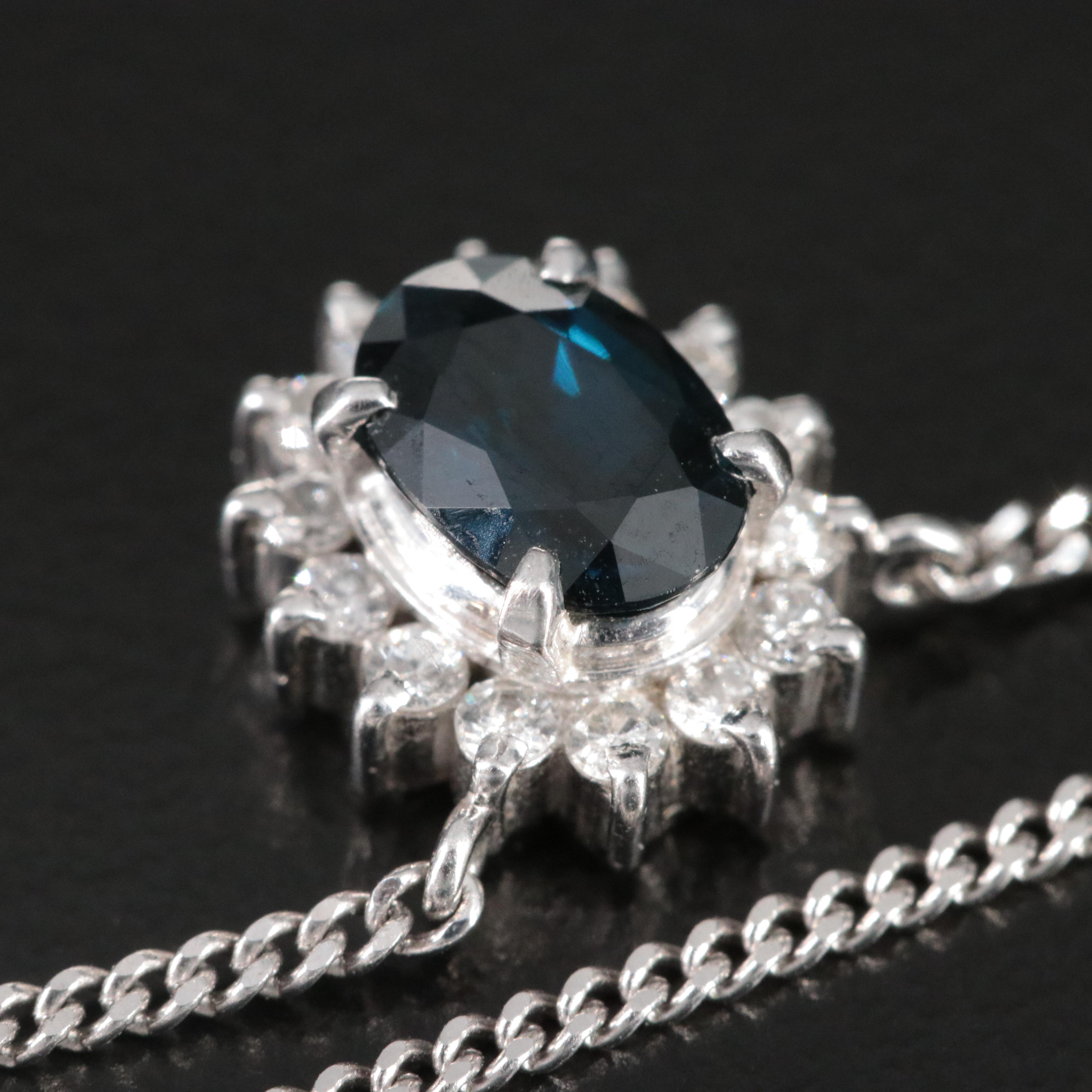 Platinum Sapphire and Diamond Necklace