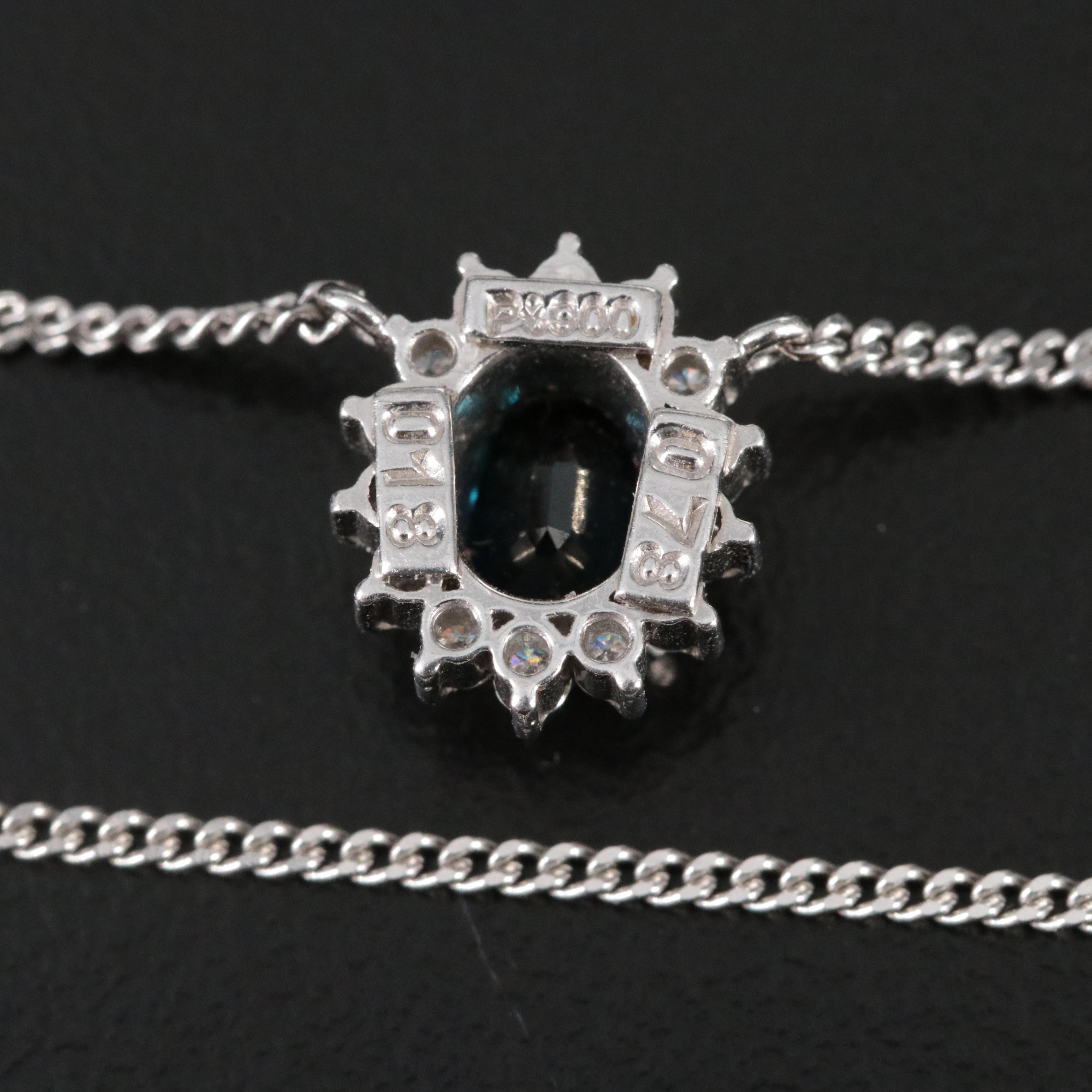 Platinum Sapphire and Diamond Necklace