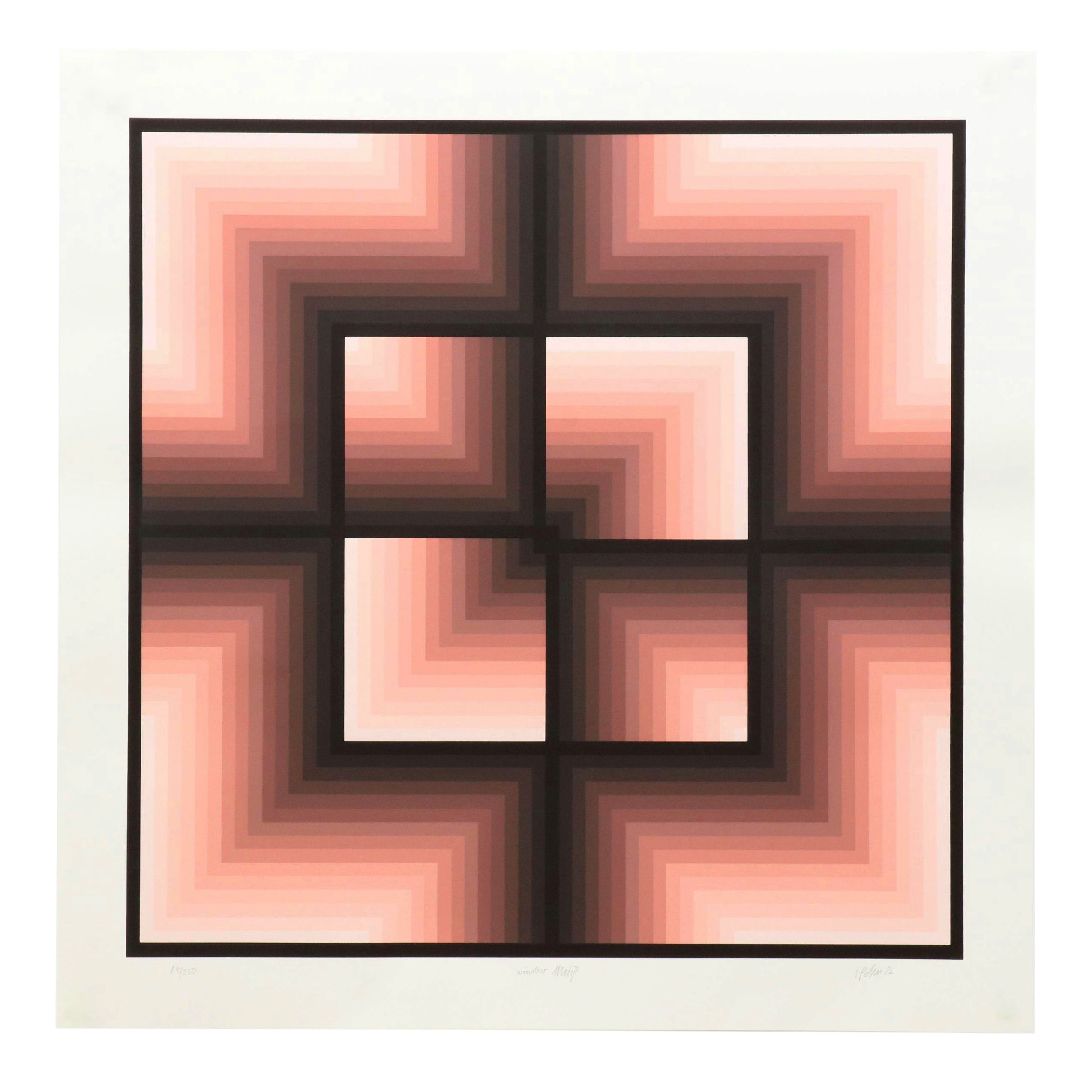 Jürgen Peters Op Art Serigraph "Window Motif," 1982
