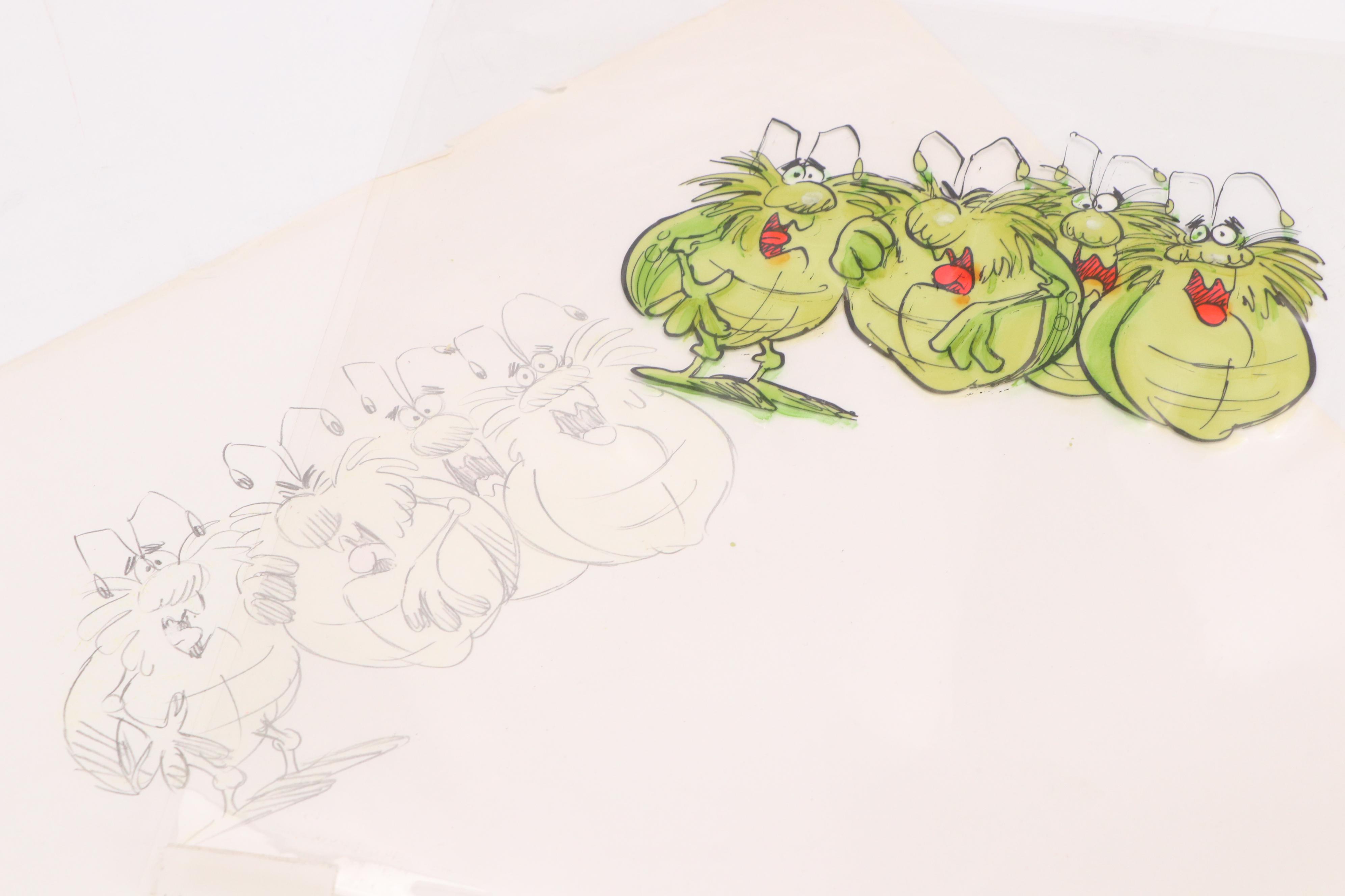 Hand-Painted Animation Cels Including Space Ghost Model, Late 20th C.