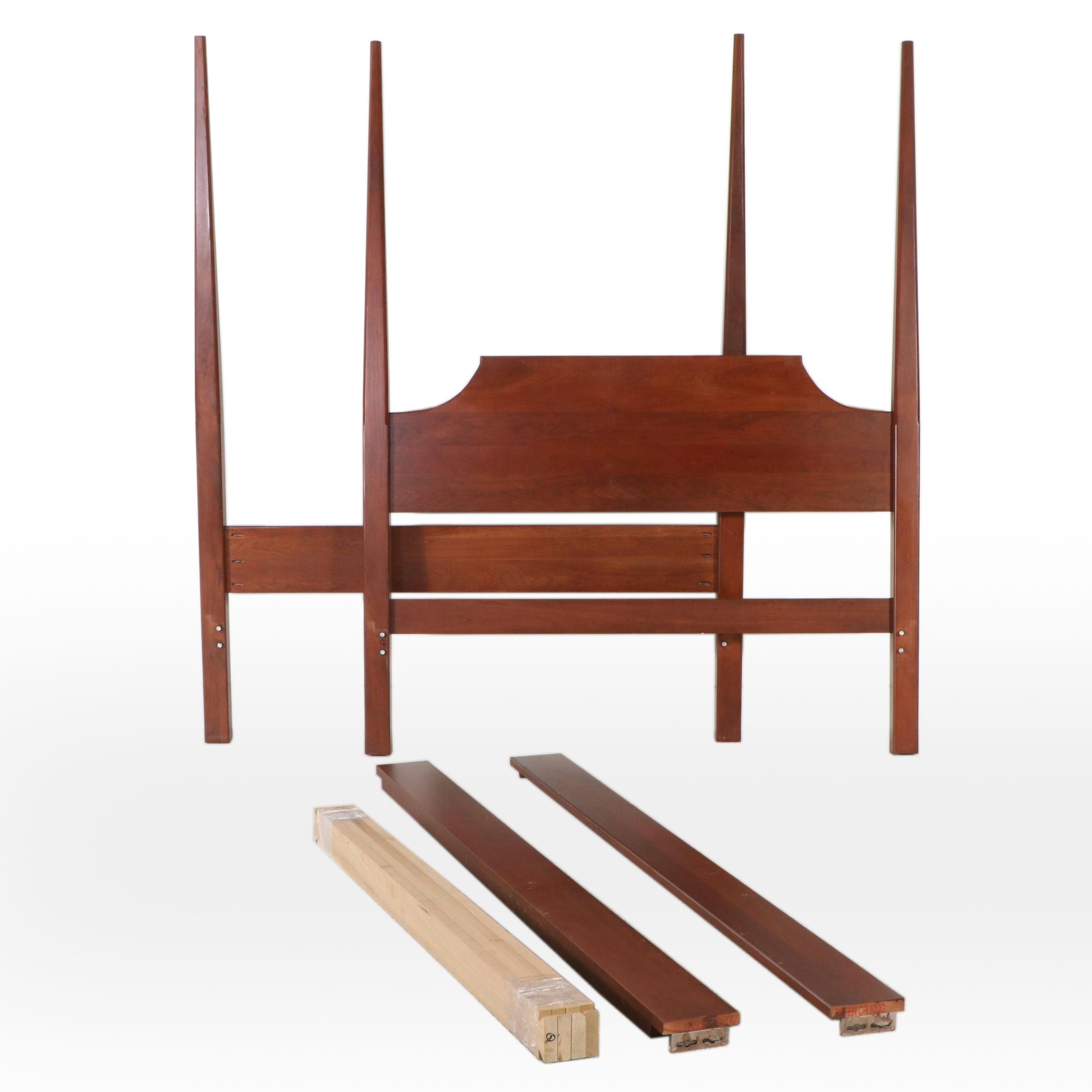 Early American Style Cherry Four Poster Queen Size Bed, 20th Century