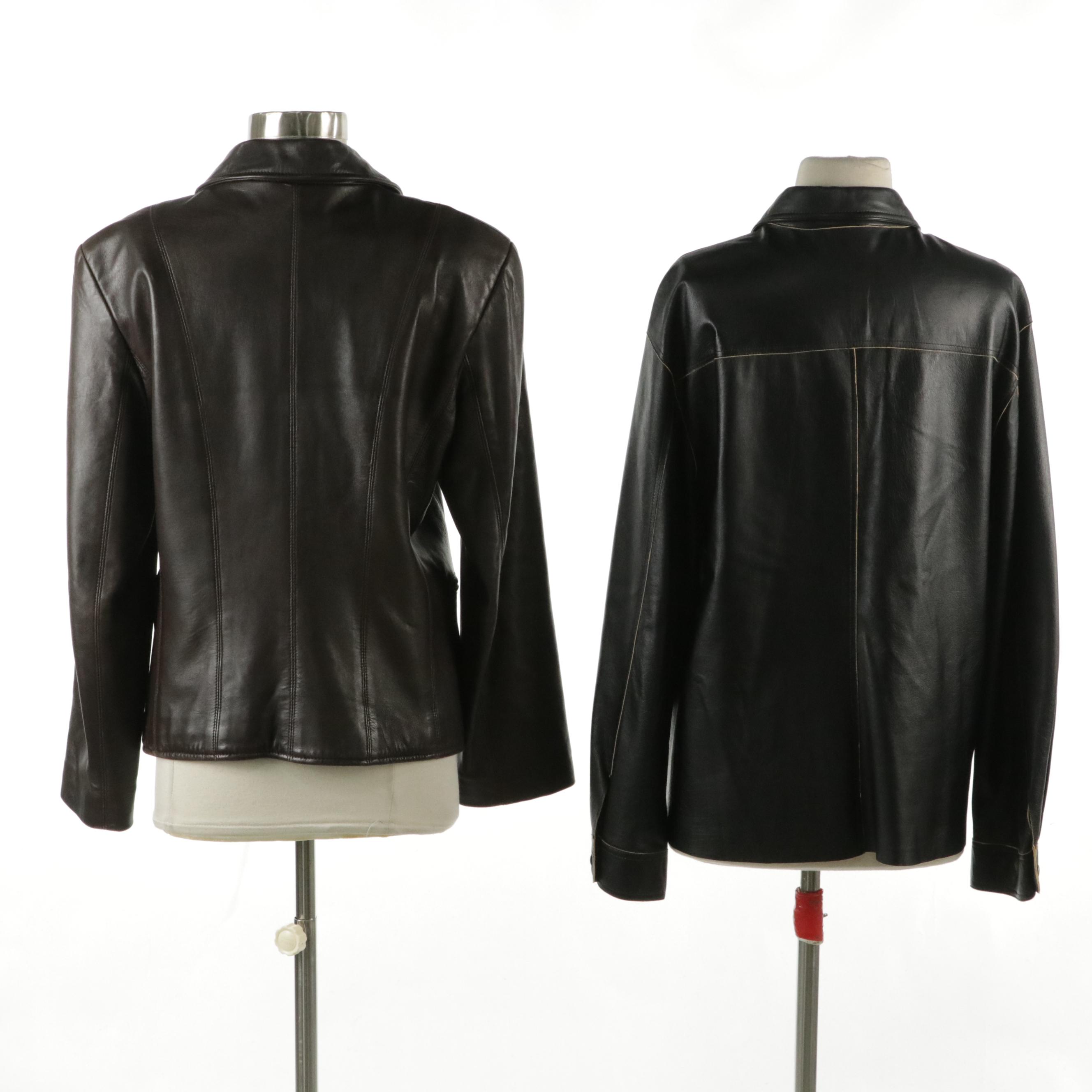 Ann Taylor Zipper-Front Leather Jacket, Other Leather Shirt Jacket