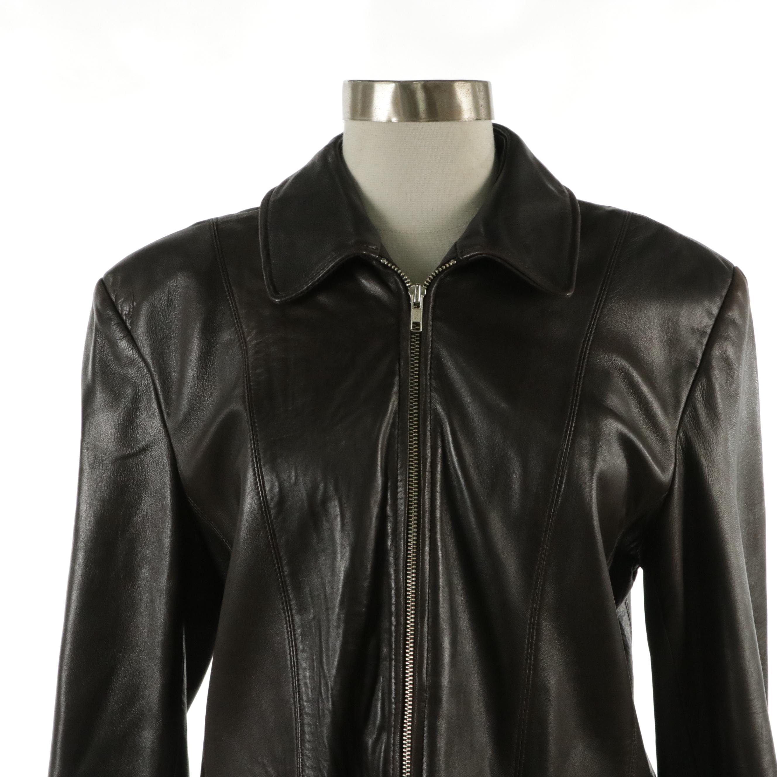 Ann Taylor Zipper-Front Leather Jacket, Other Leather Shirt Jacket