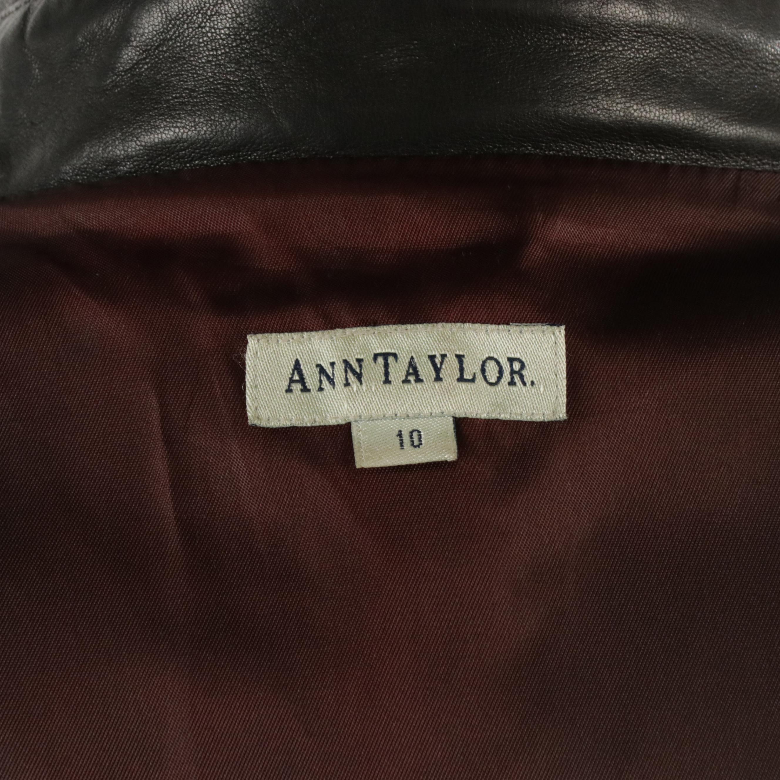 Ann Taylor Zipper-Front Leather Jacket, Other Leather Shirt Jacket