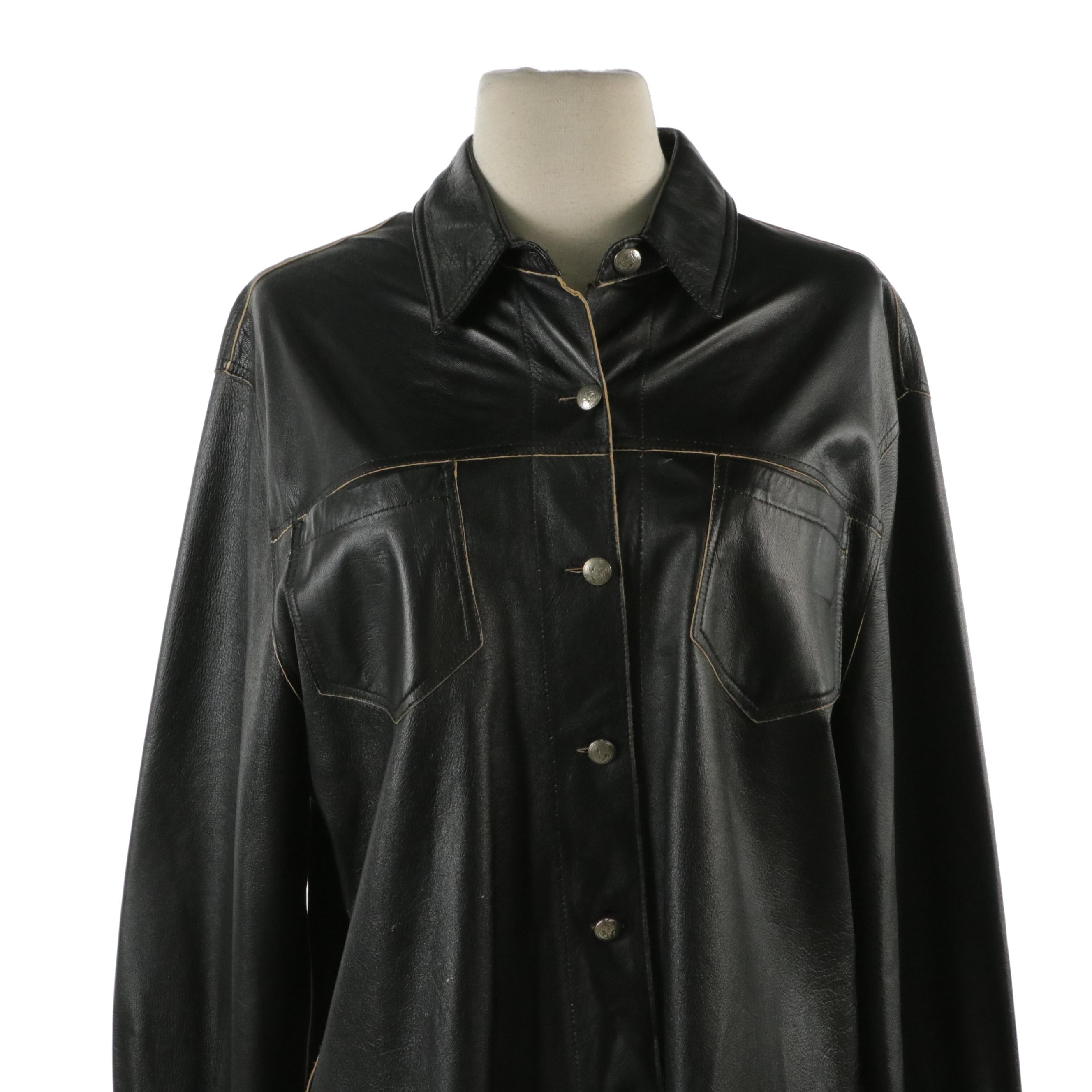 Ann Taylor Zipper-Front Leather Jacket, Other Leather Shirt Jacket