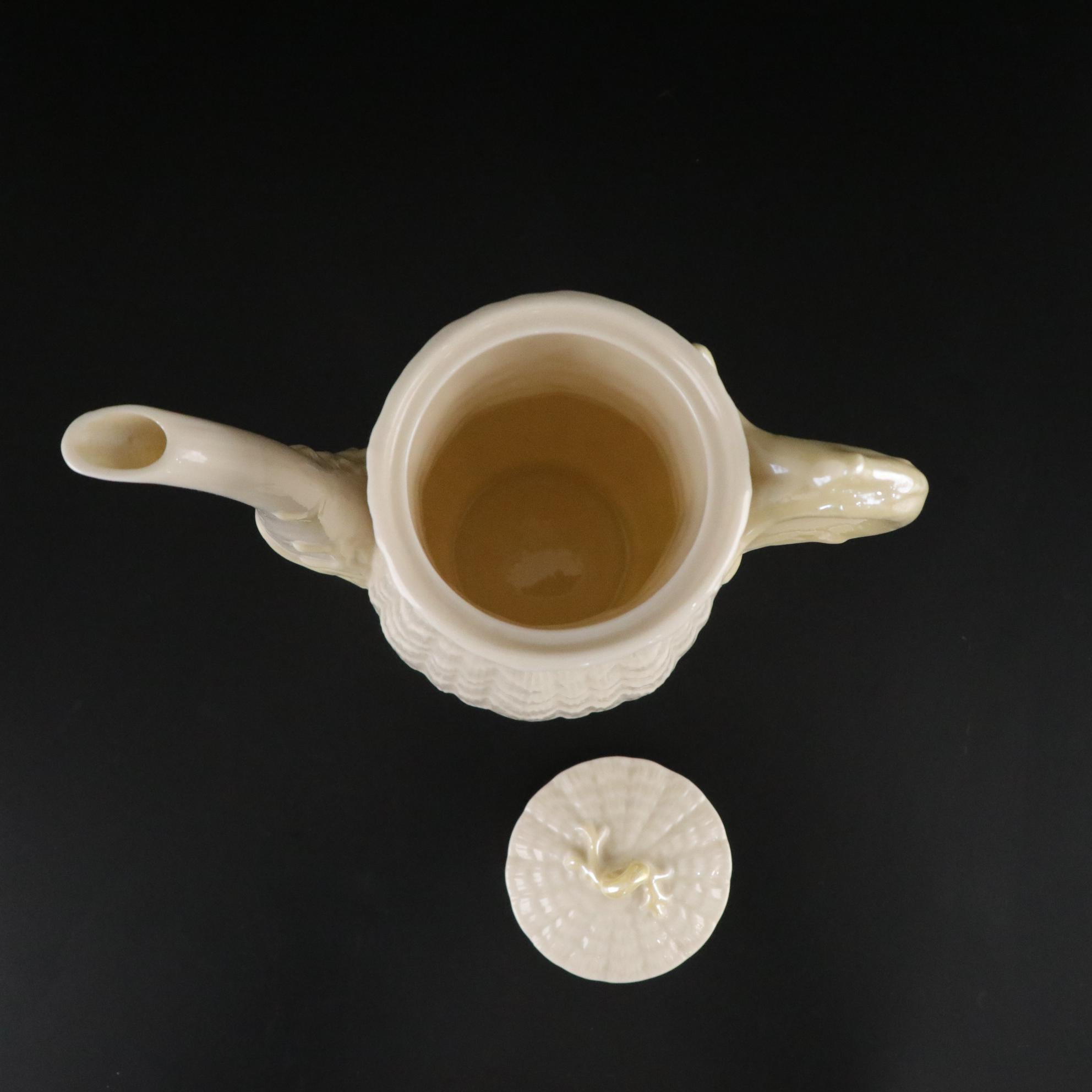 Belleek Porcelain "Tridacna Yellow" Coffee Pot and Tableware