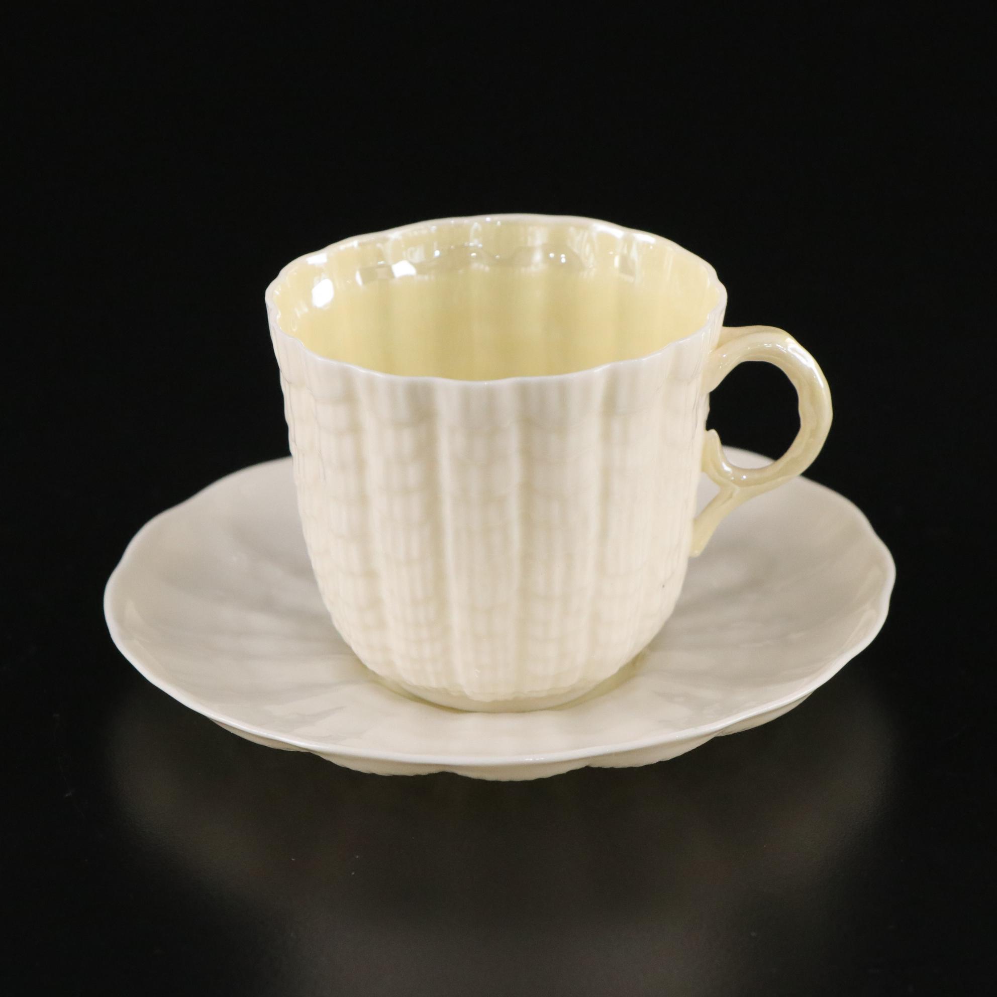 Belleek Porcelain "Tridacna Yellow" Coffee Pot and Tableware