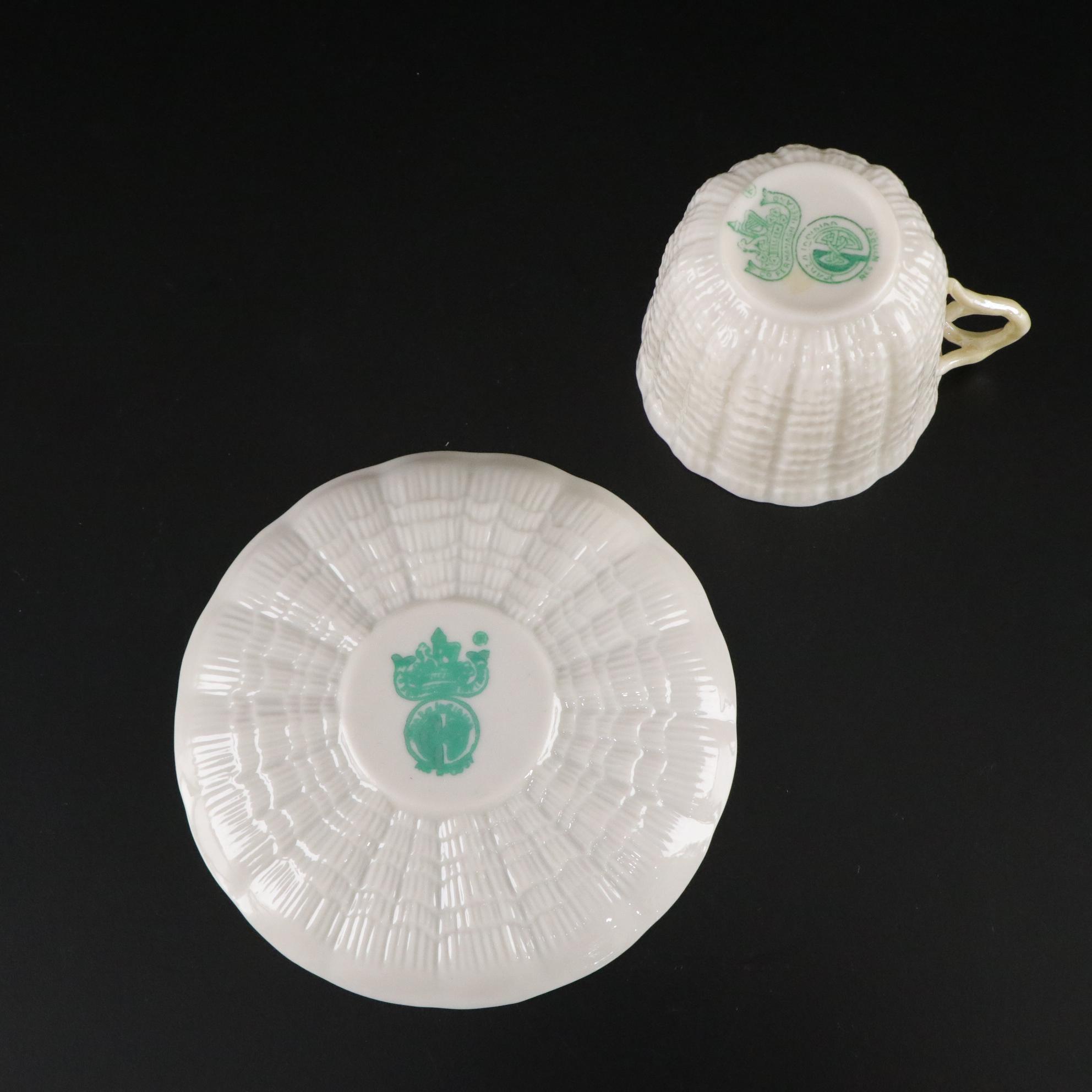 Belleek Porcelain "Tridacna Yellow" Coffee Pot and Tableware