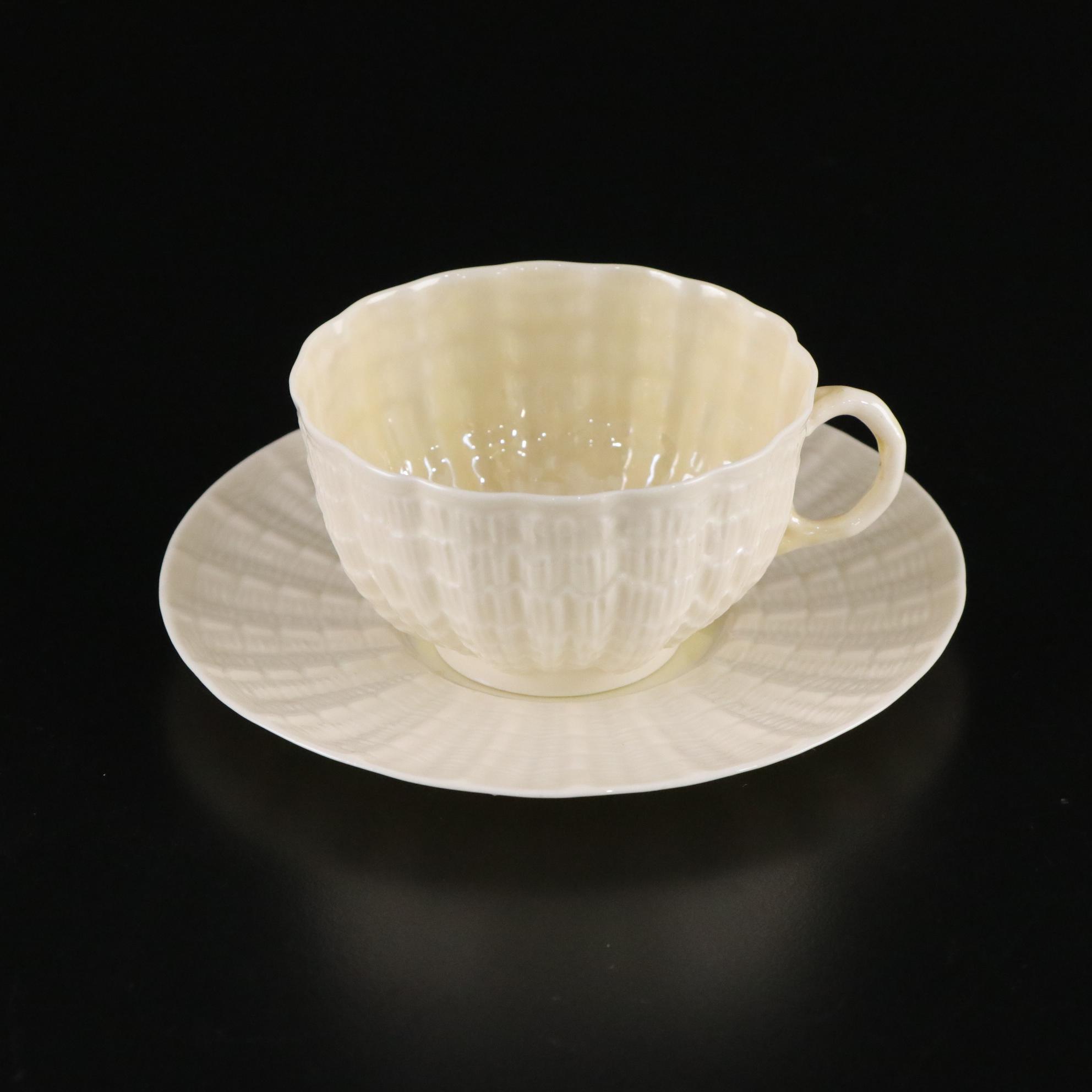 Belleek Porcelain "Tridacna Yellow" Coffee Pot and Tableware