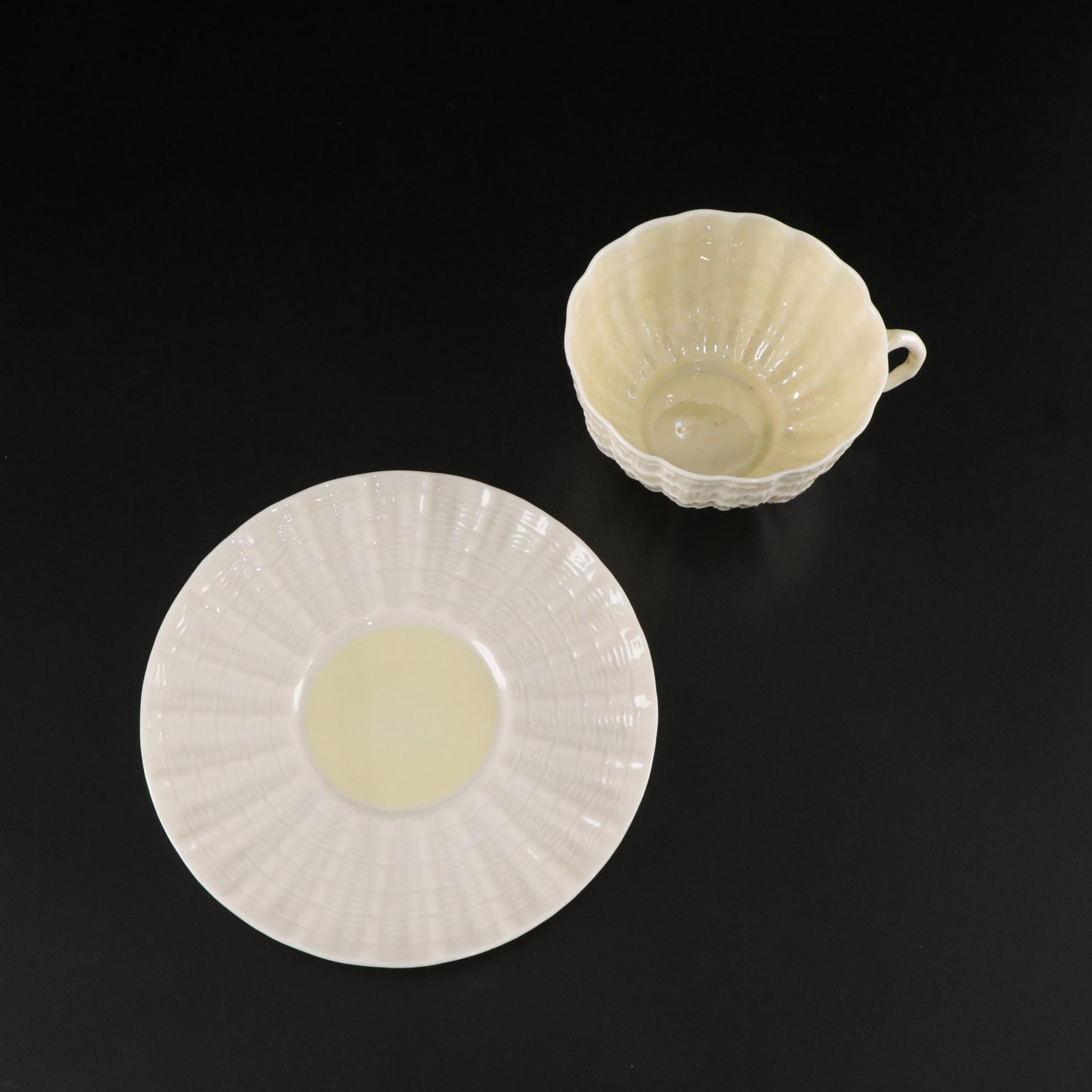 Belleek Porcelain "Tridacna Yellow" Coffee Pot and Tableware