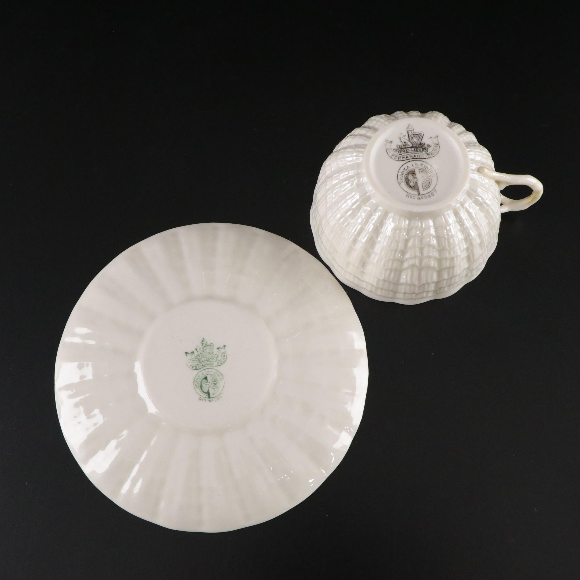 Belleek Porcelain "Tridacna Yellow" Coffee Pot and Tableware